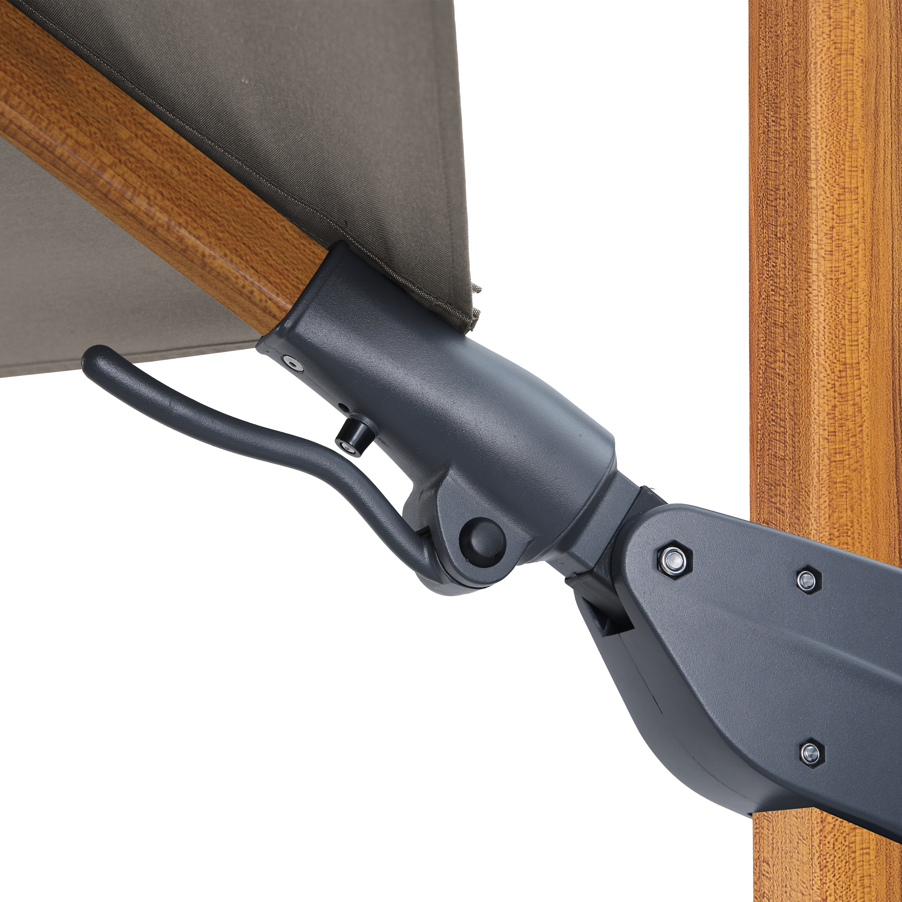 AXI Cyrus Premium Cantilever Parasol Ø 300cm Round - Wood-look/Taupe-8720365063688 AXI Cyrus Premium Cantilever Parasol Ø 300cm Round - Wood-look/Taupe