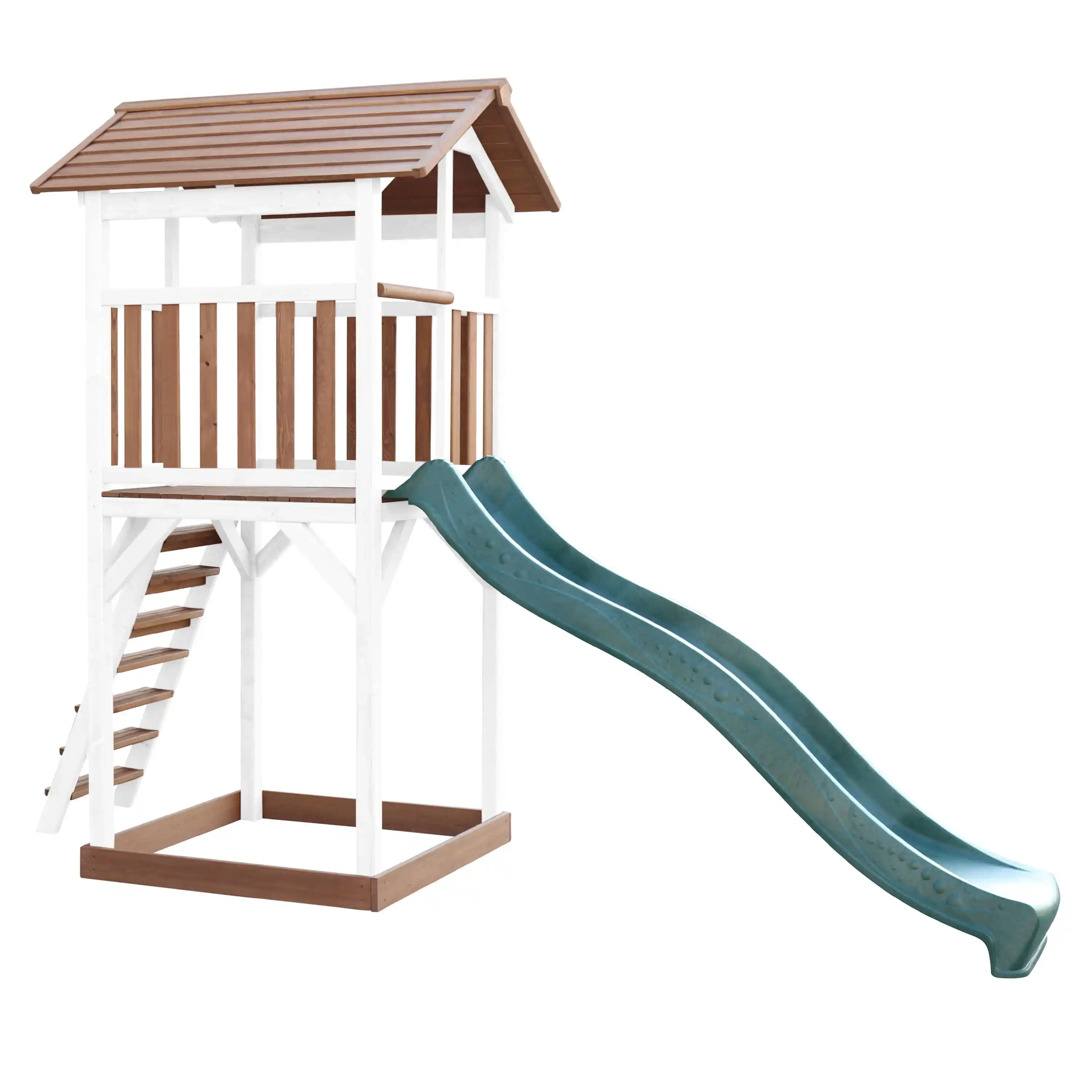 AXI Beach Tower Speeltoren Bruin/wit - Groene Glijbaan