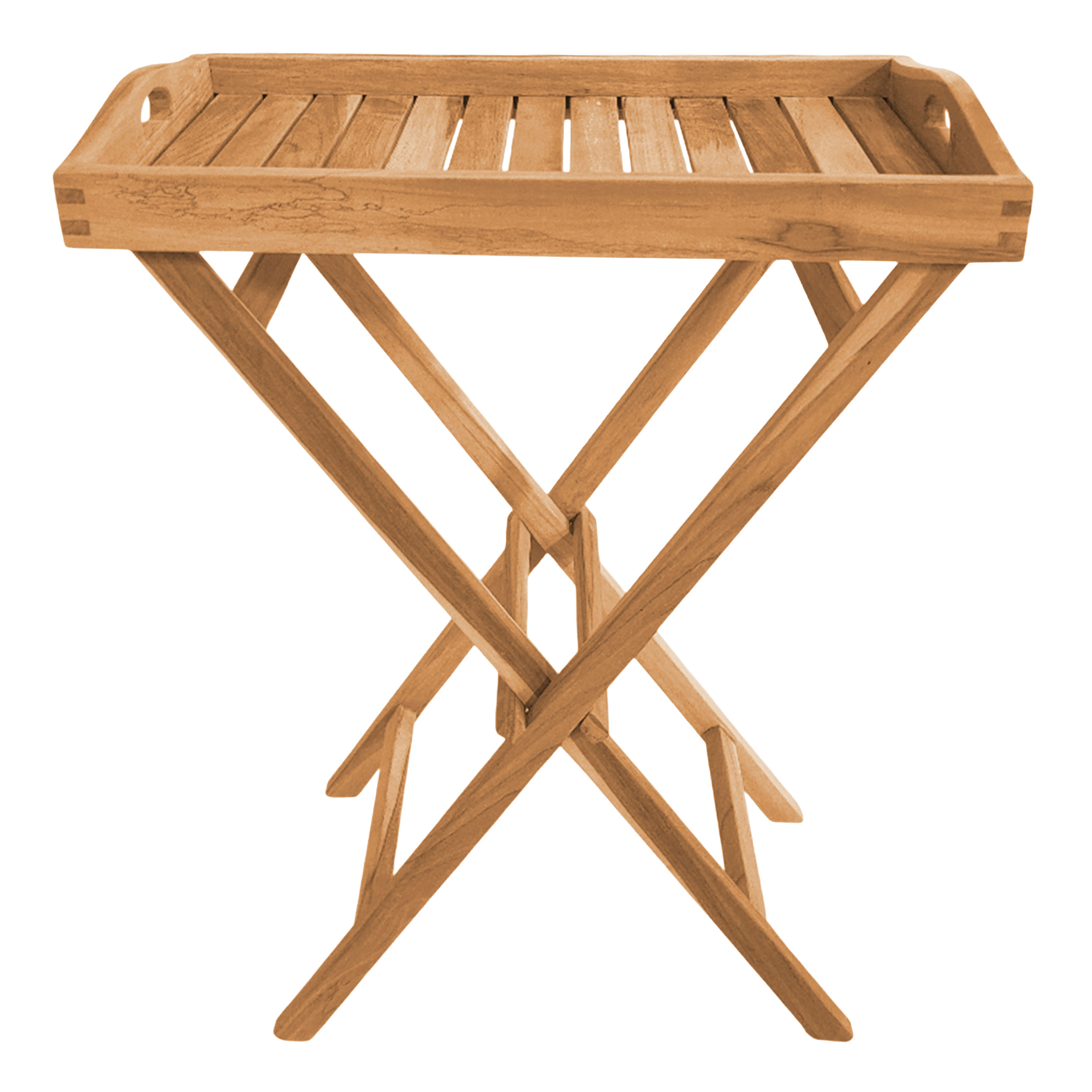 AXI Lora Teak Folding Side Table with Removable Tray