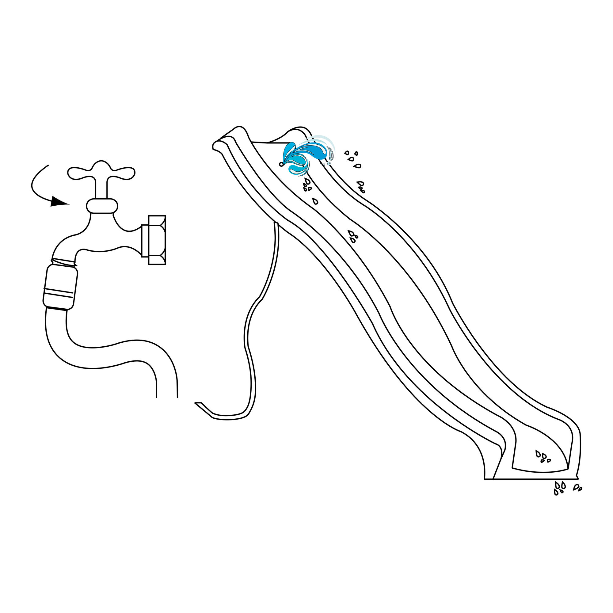 AXI Sky230 Glijbaan met wateraansluiting Wit - 228 cm