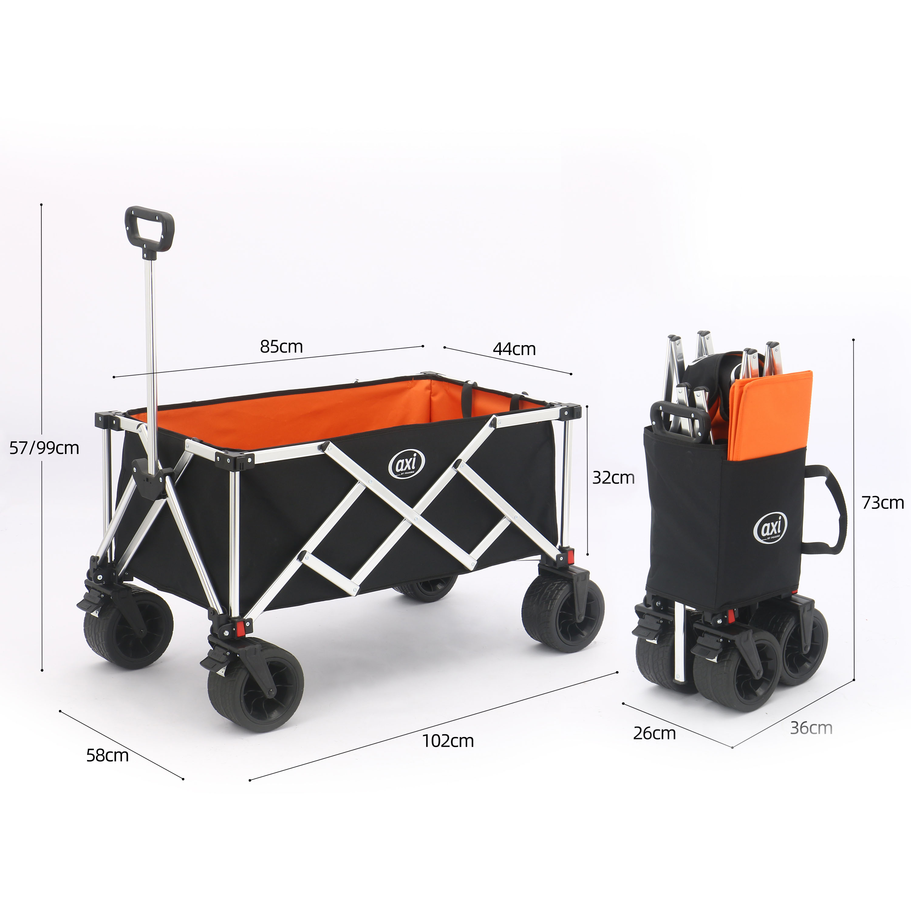 AXI SB151 Foldable Beach Wagon Aluminium - Black/Orange