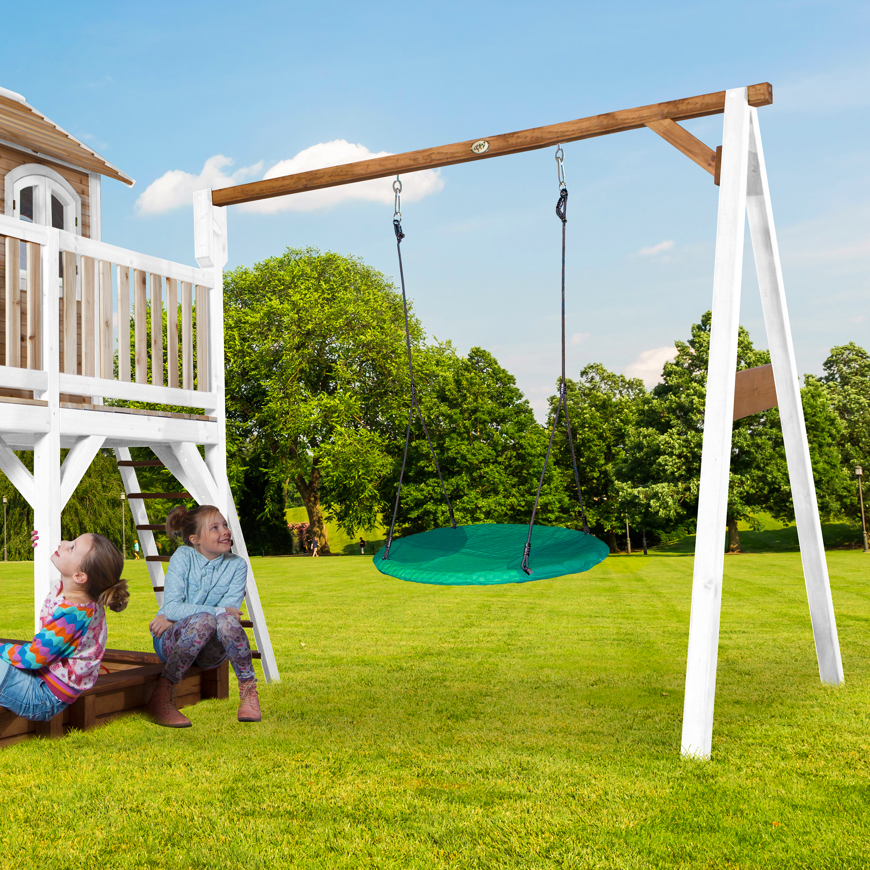 AXI Liam Playhouse with Summer Nest Swing Set Brown/White - Purple Slide