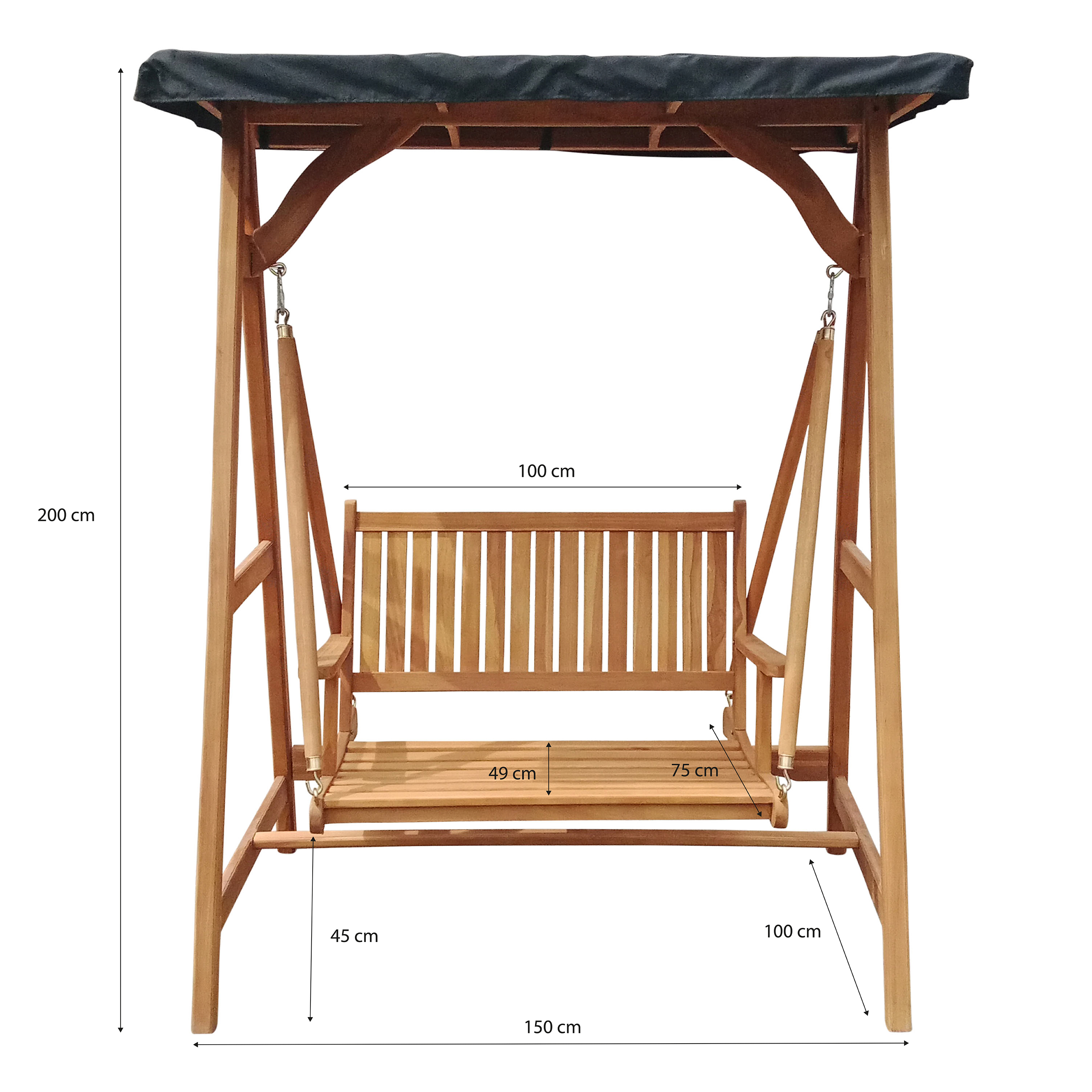 AXI Kari Teak Garden Swing Chair with Sun Canopy