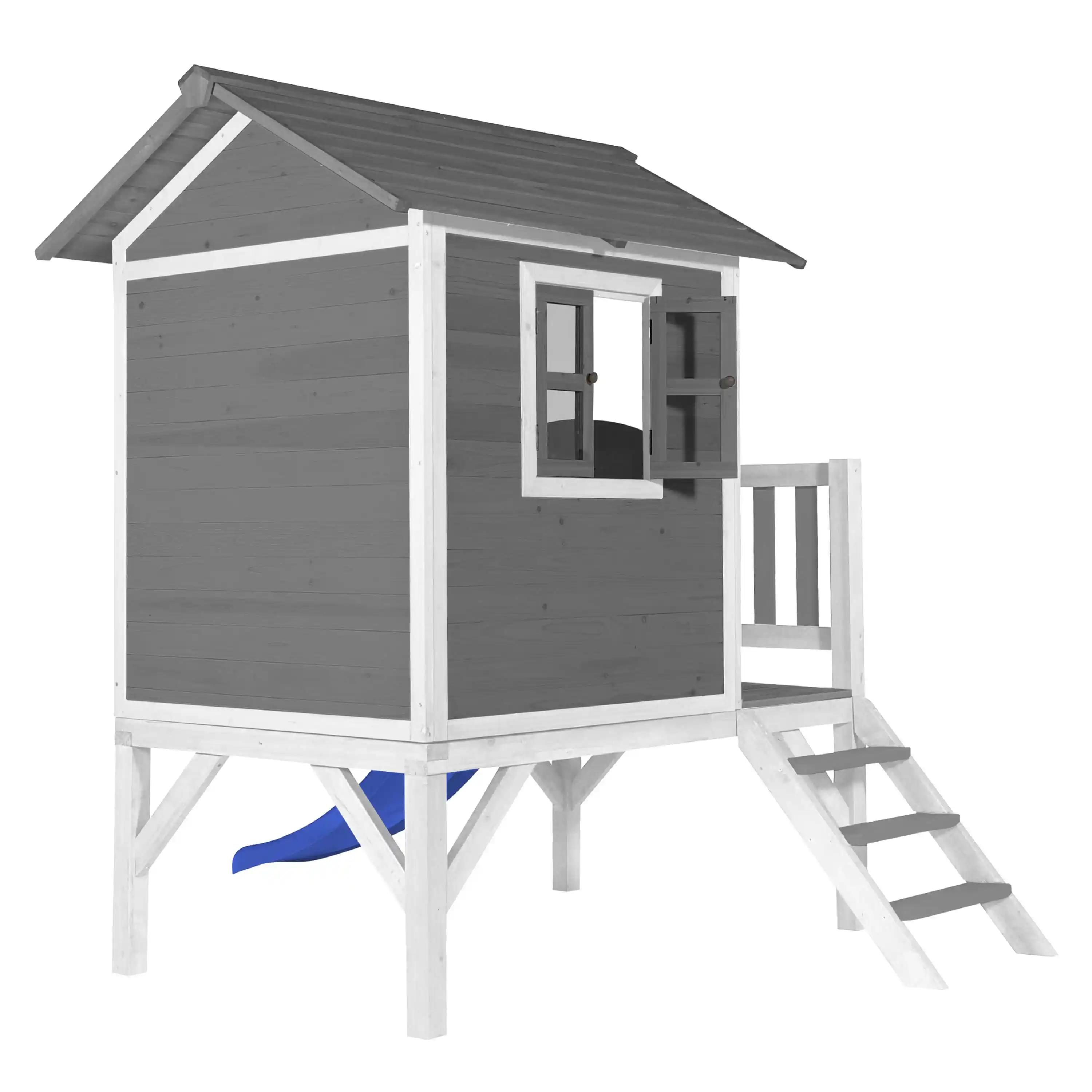 AXI Lodge XL Speelhuis Cool Grijs - Blauwe Glijbaan