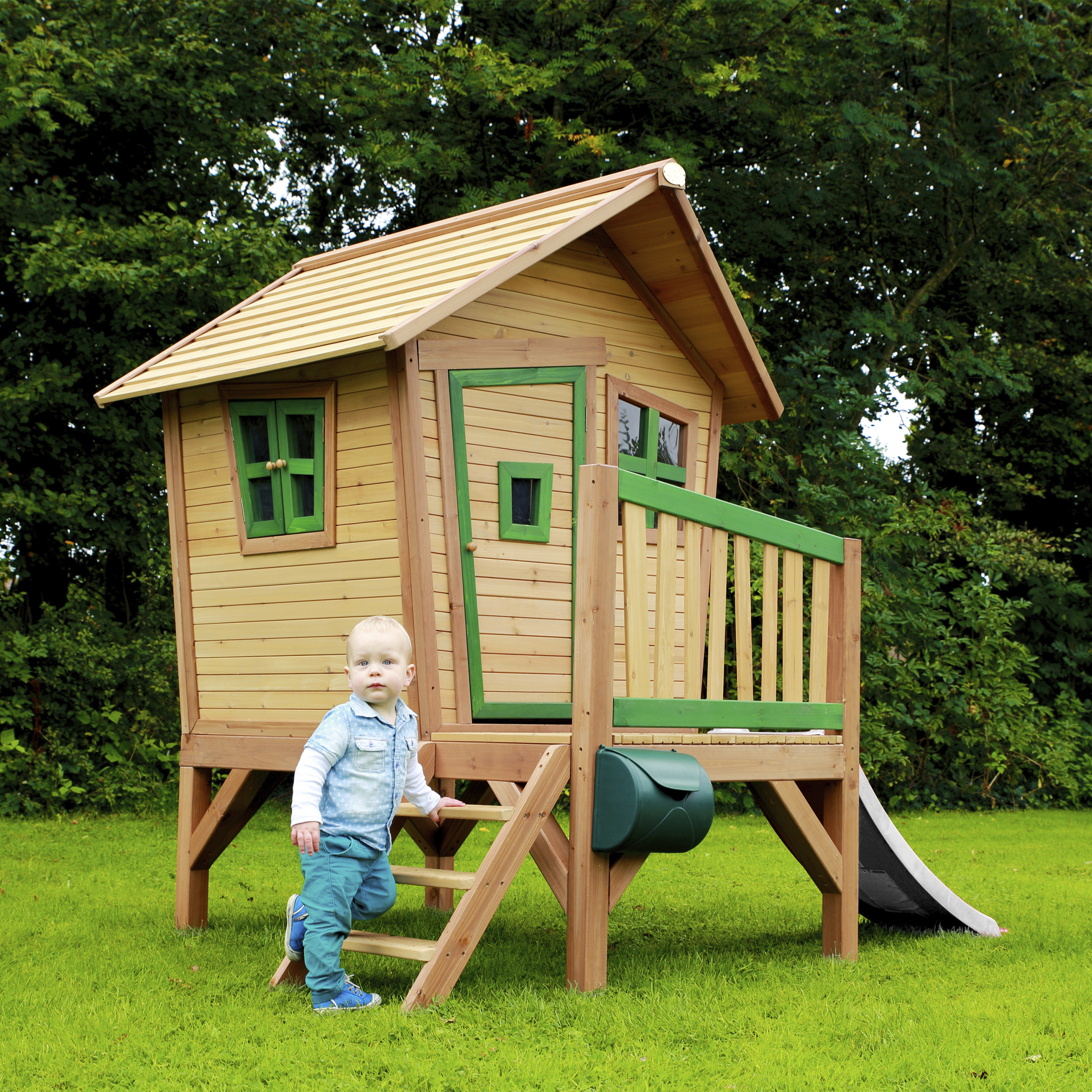 AXI Robin Speelhuis Bruin/groen - Witte glijbaan