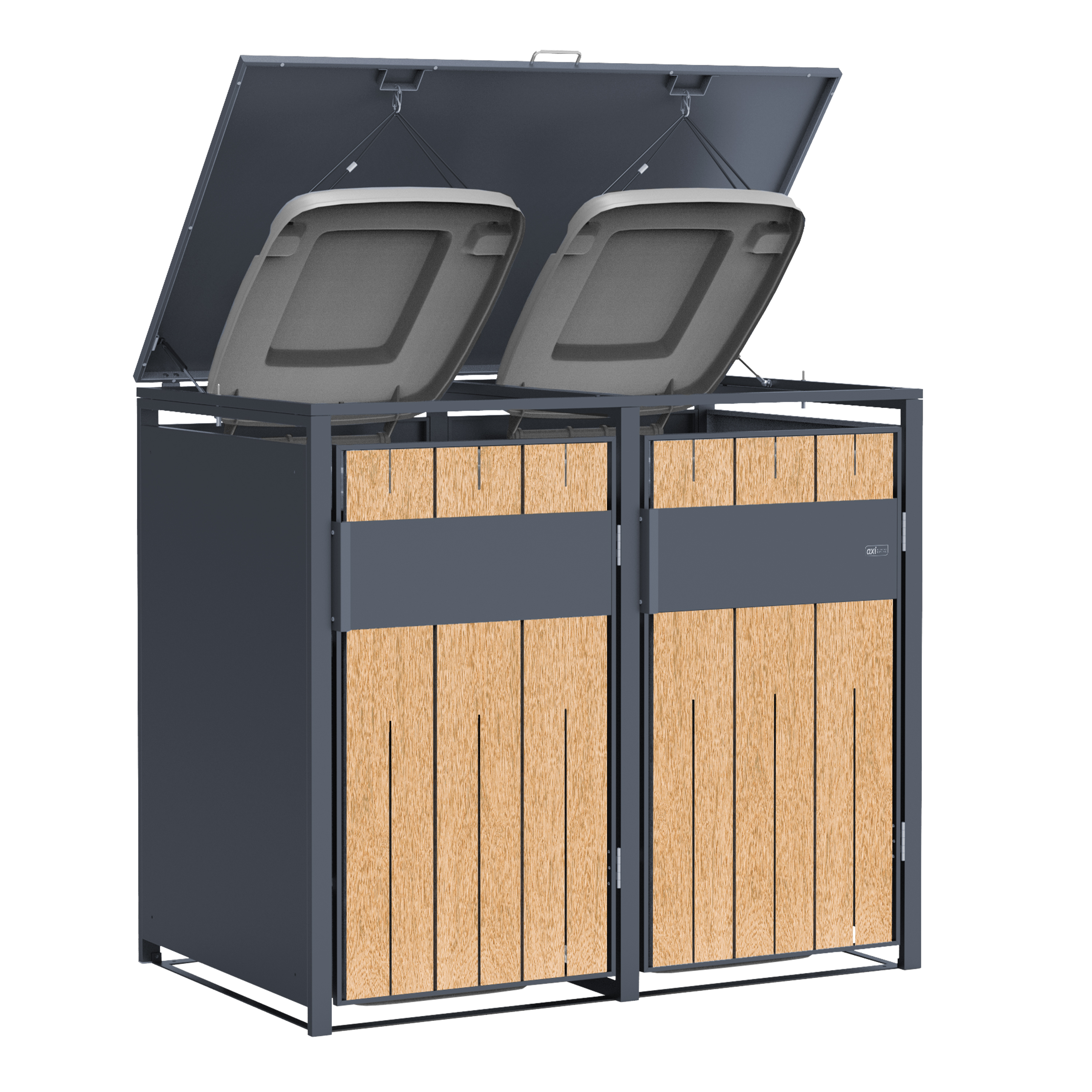 AXI Luke Metal Garbage Bin Shed - 2 Garbage Bins