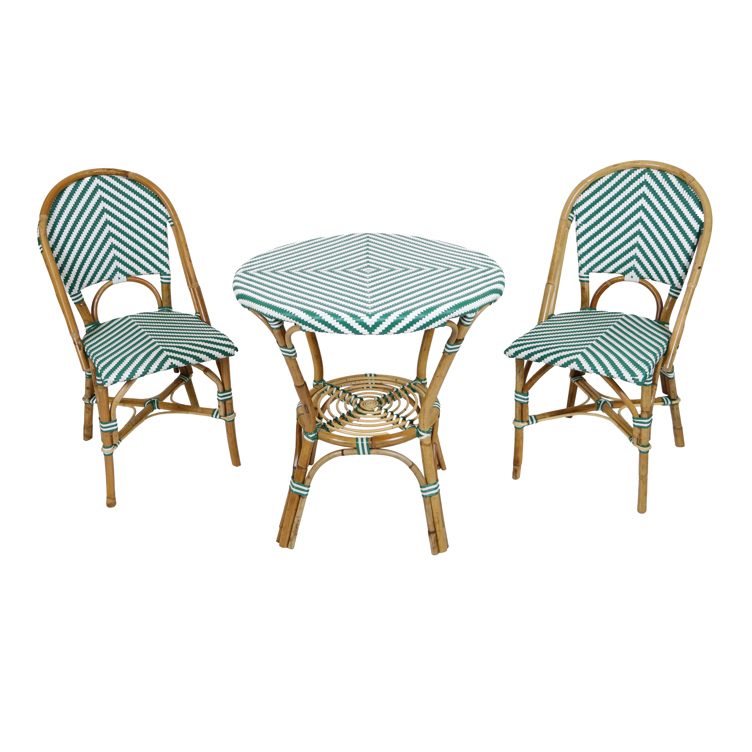 AXI Jacqueline Rattan Bistro Set Green/White