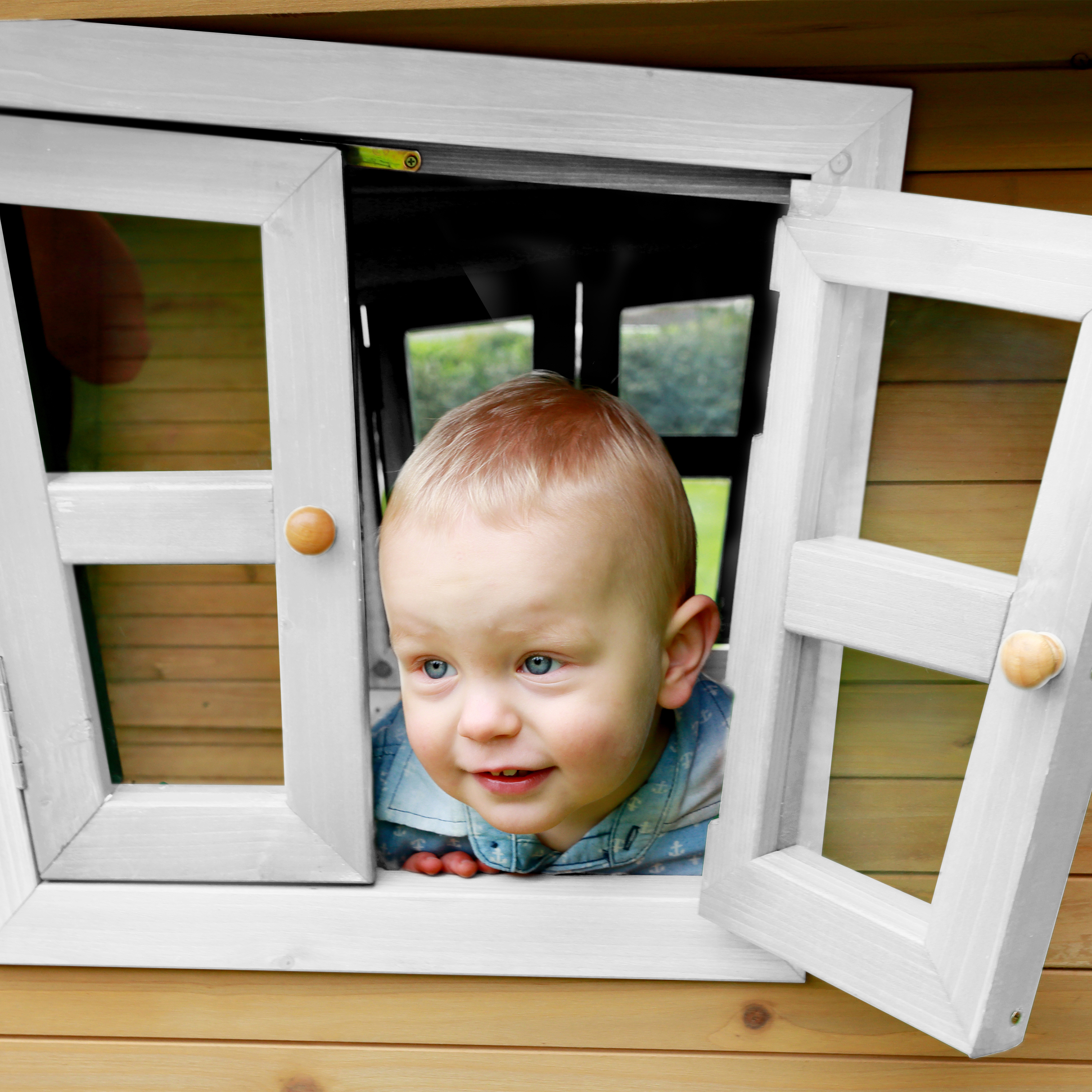 AXI Robin Playhouse Brown/White - Lime Green Slide