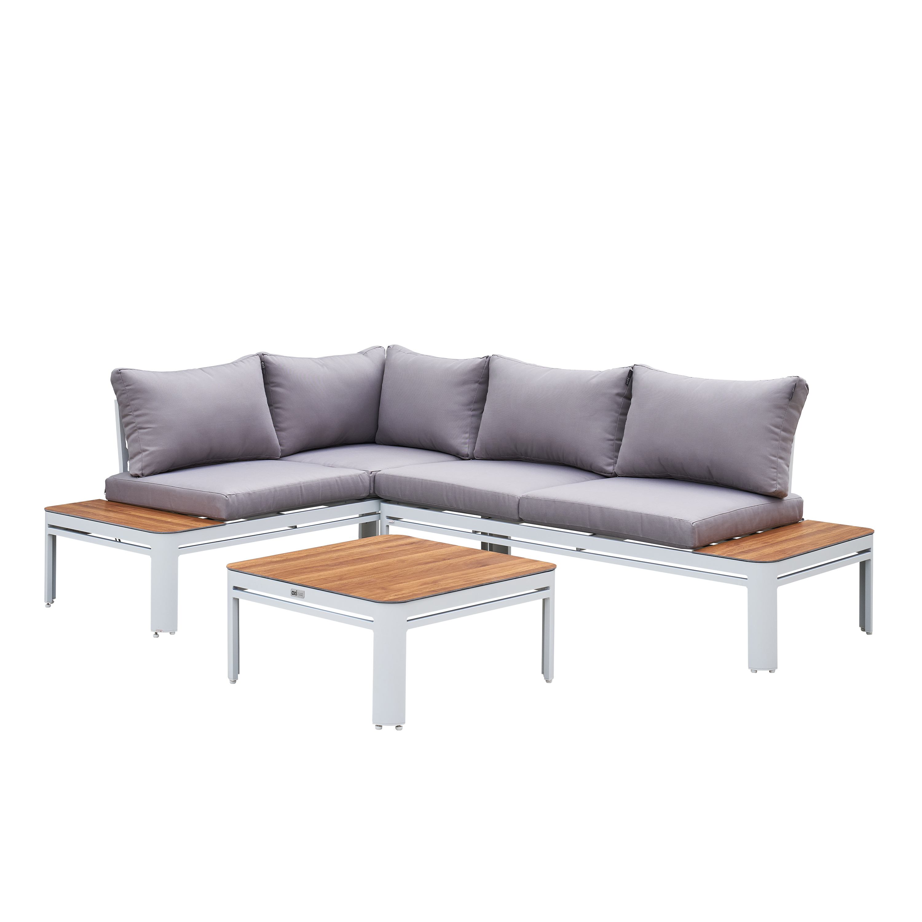 AXI Eos Lounge Set mit Gartenliege - Weiß und Holzoptik PSPC