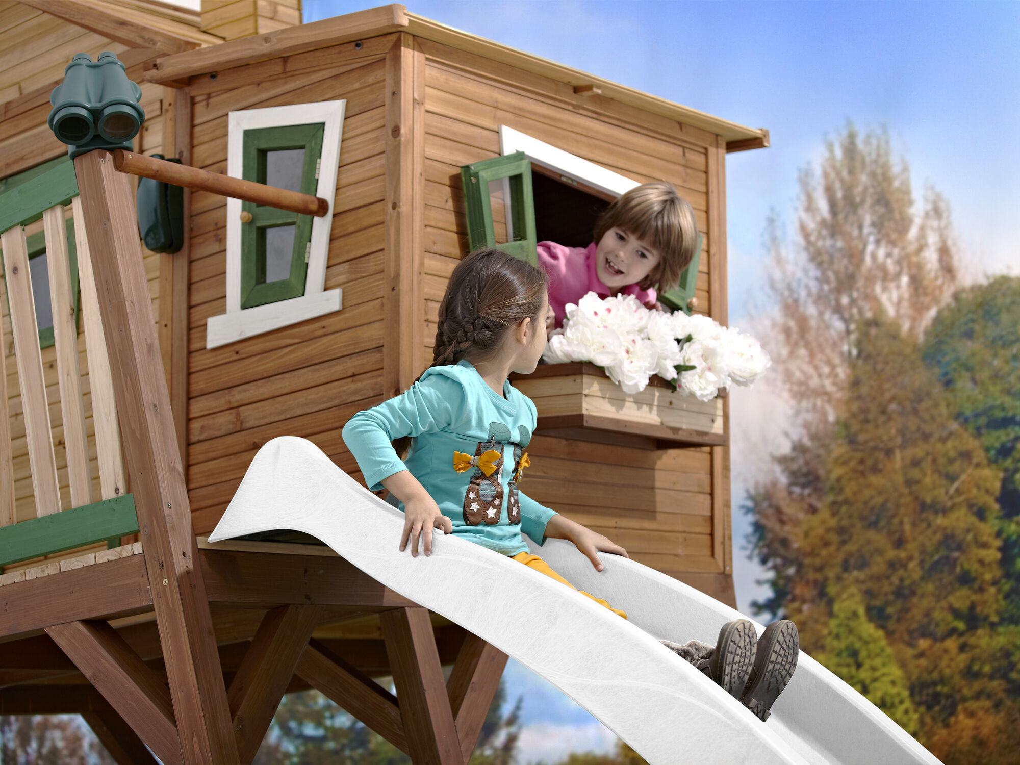 AXI Sky230 Glijbaan met wateraansluiting Wit - 228 cm