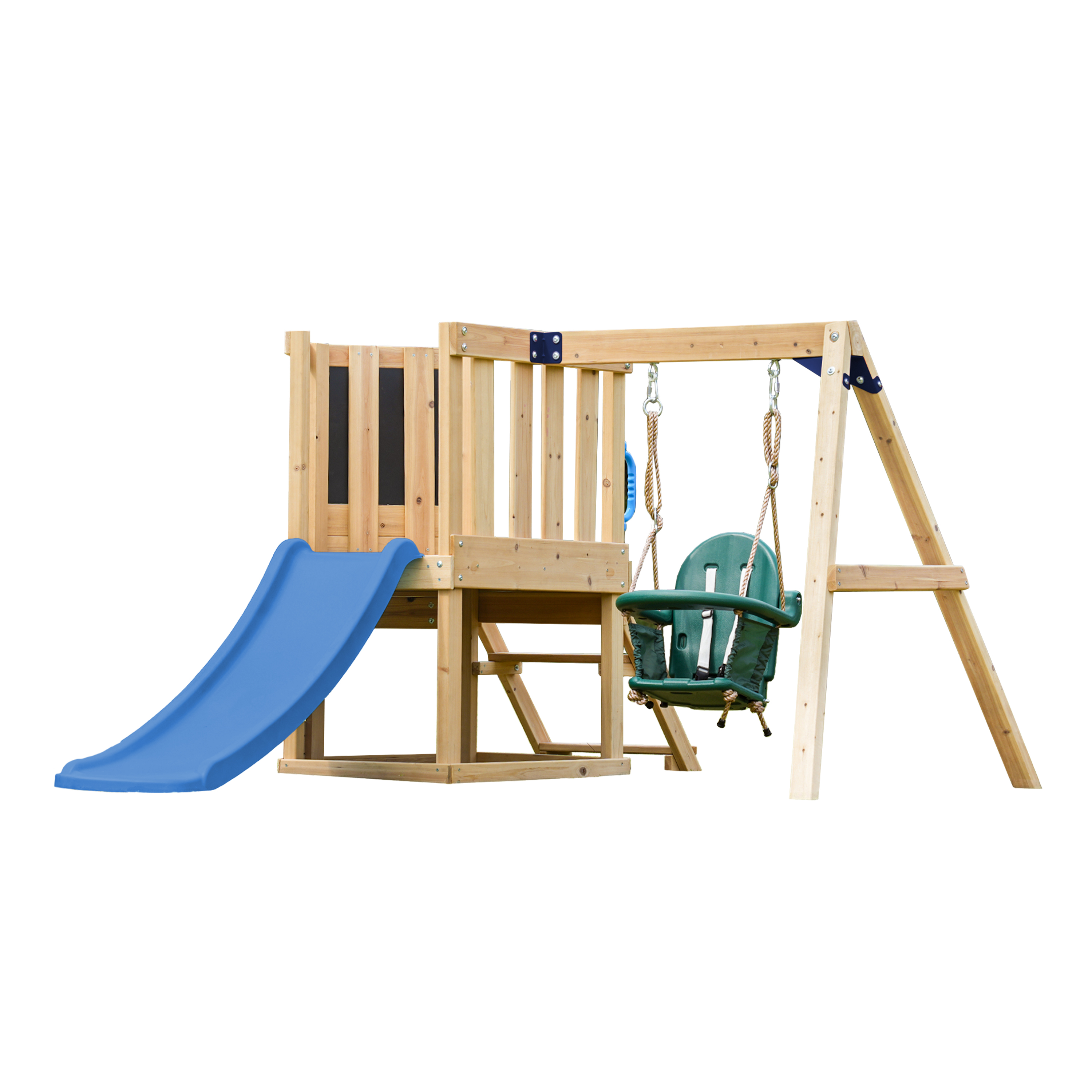 Speeltoestel Jungle Gym Safari met groene glijbaan en dubbele schommels van grenenhout kopen? | Speeltoestellen Speeltoestel Jungle Gym Safari met groene glijbaan en dubbele schommels van grenenhout kopen? | Speeltoestellen