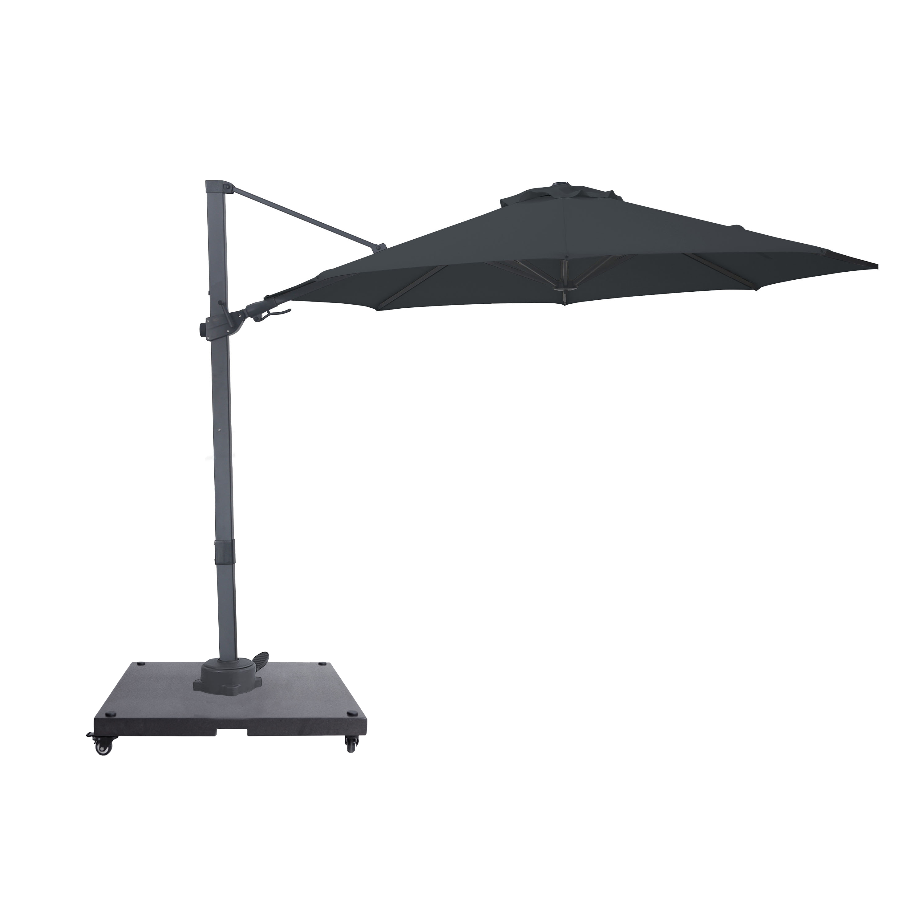 AXI Solis Cantilever Parasol Ø 300 cm incl. parasol base with wheels Anthracite/Grey – Complete Set
