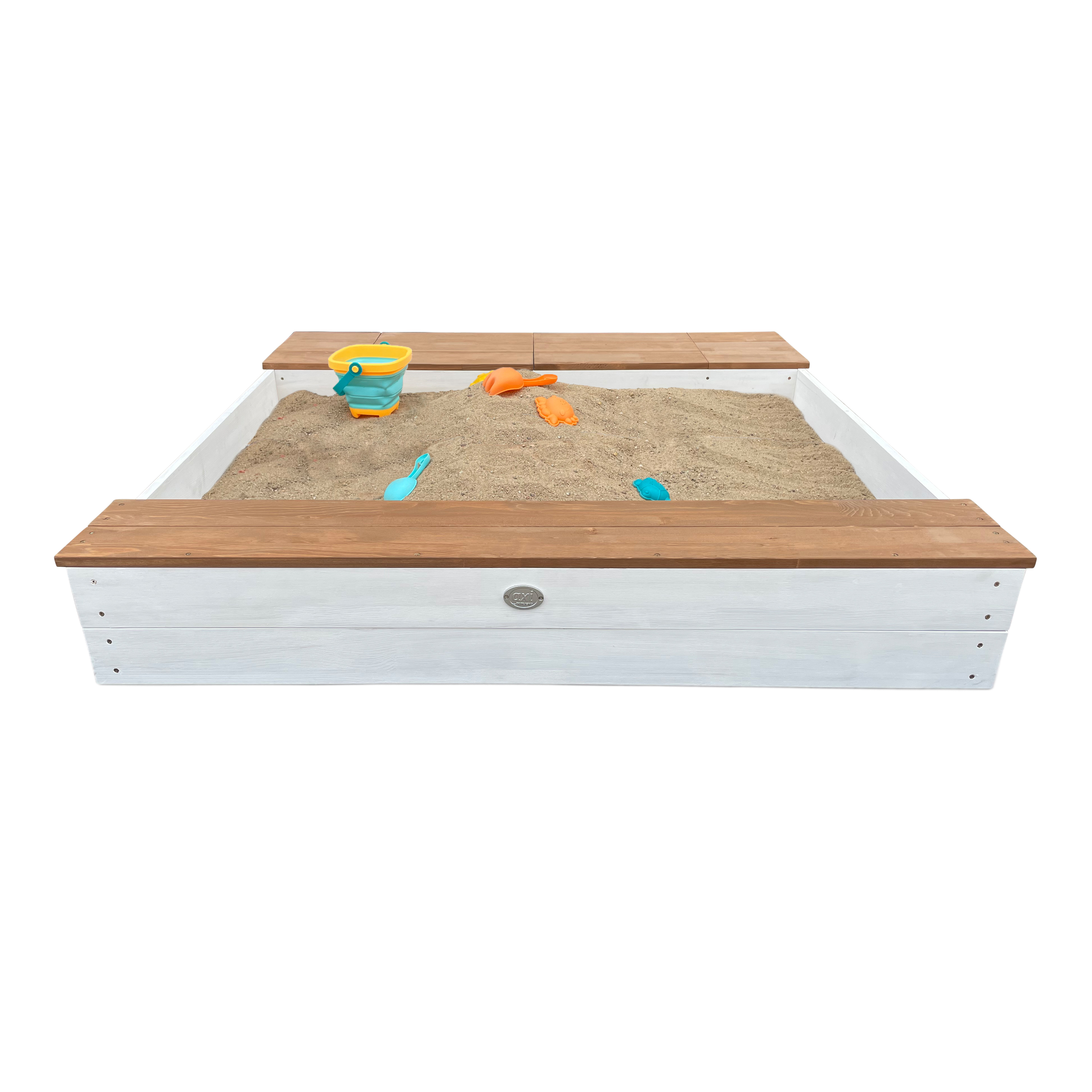 AXI Evy Sandbox with Bins and Storage - 119 x 117 cm - White/Brown
