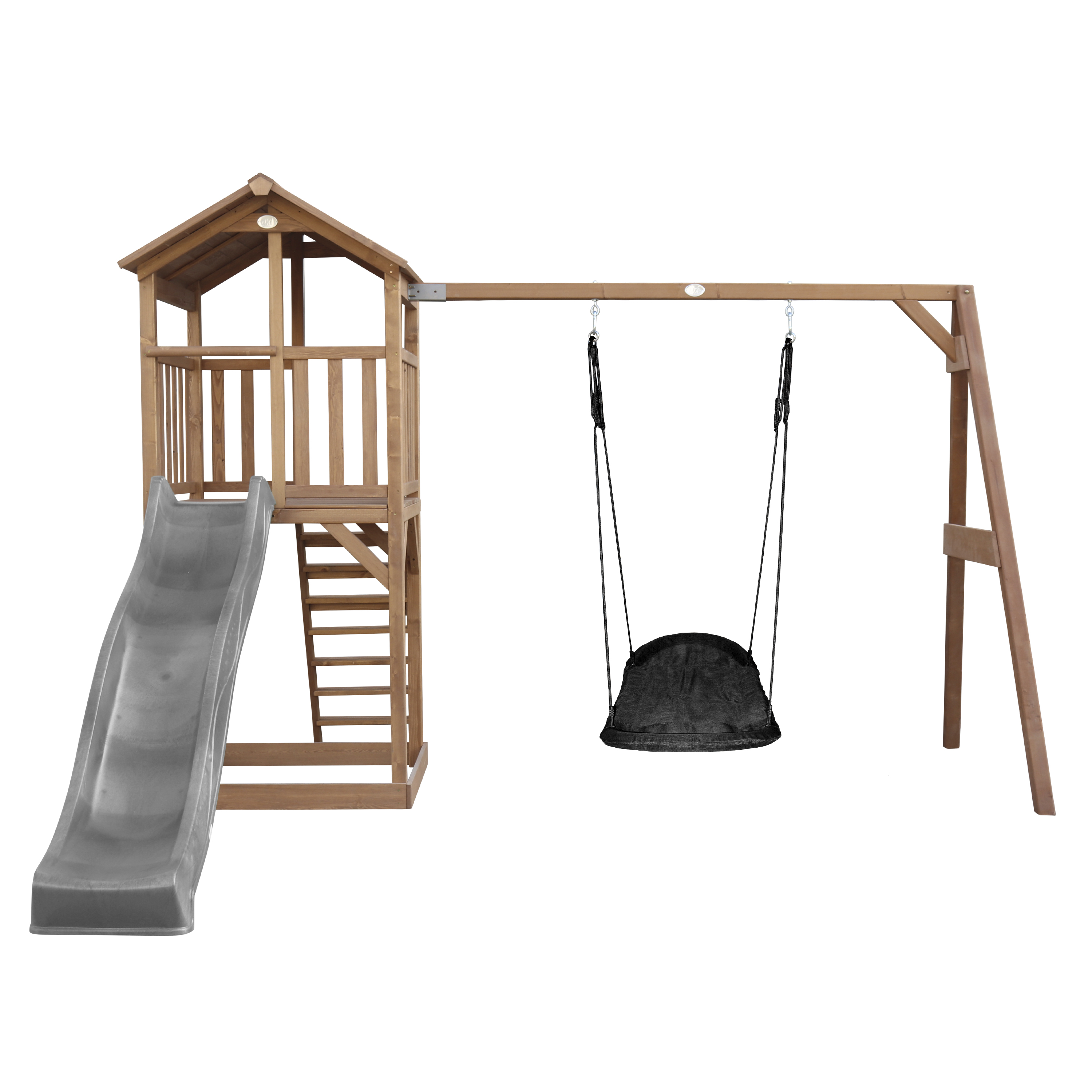AXI Beach Tower with Roxy Nest Swing Set Brown - Grey Slide-8717973939177 AXI Beach Tower with Roxy Nest Swing Set Brown - Grey Slide