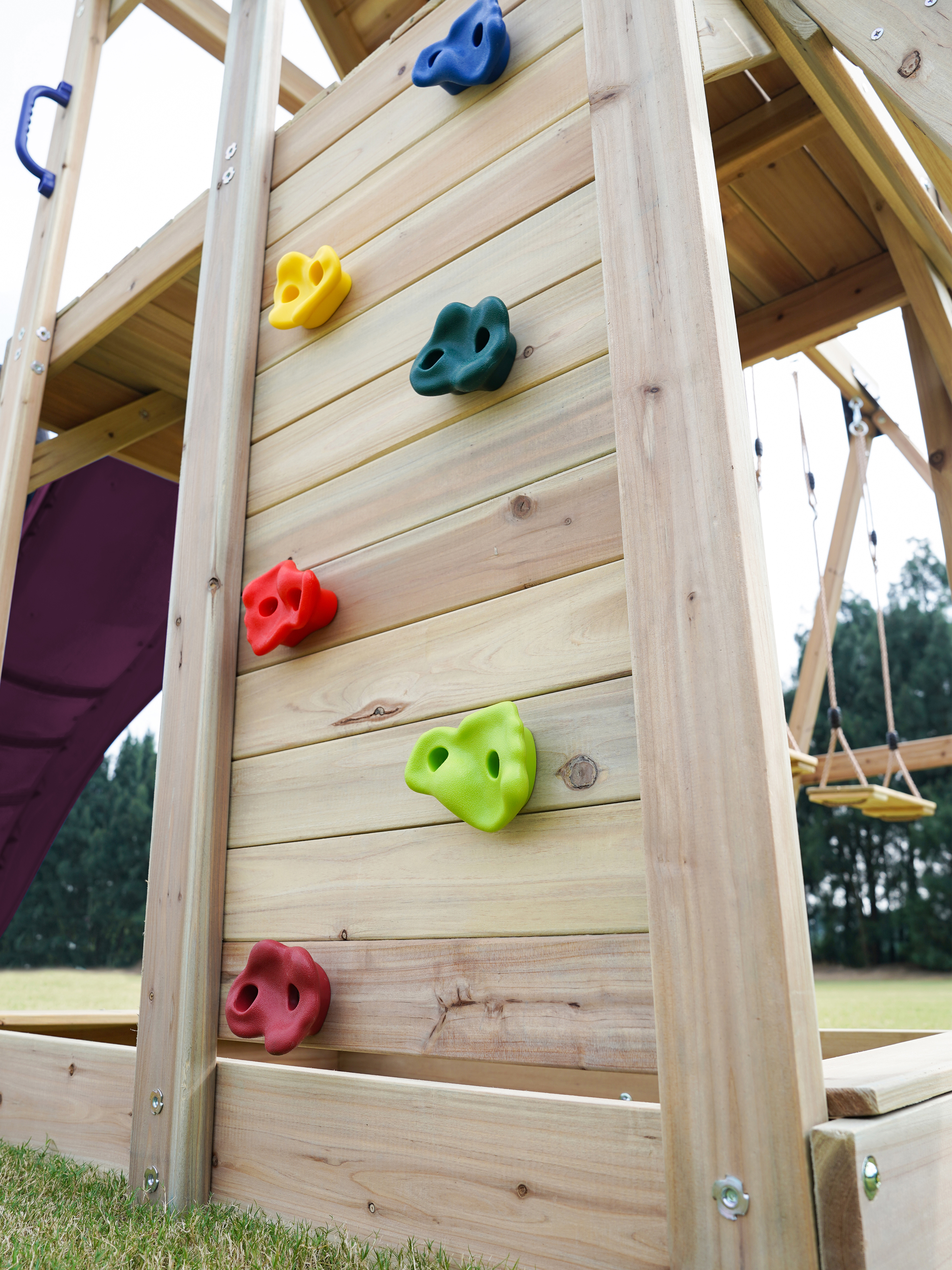 AXI Moos Climbing Frame with Double Swing Set - Purple Slide