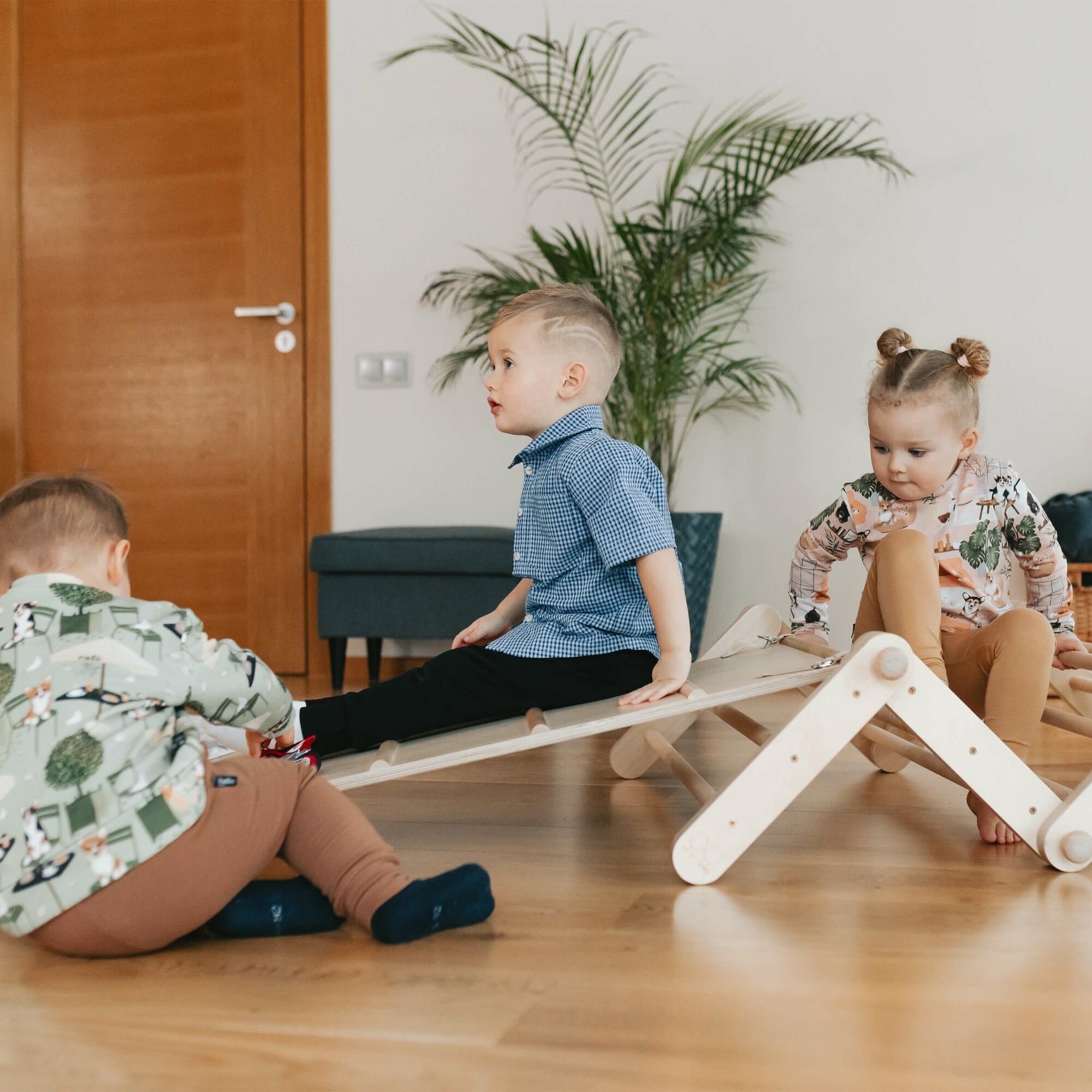 Ette Tete Mopitri klimrek van hout met glijbaan