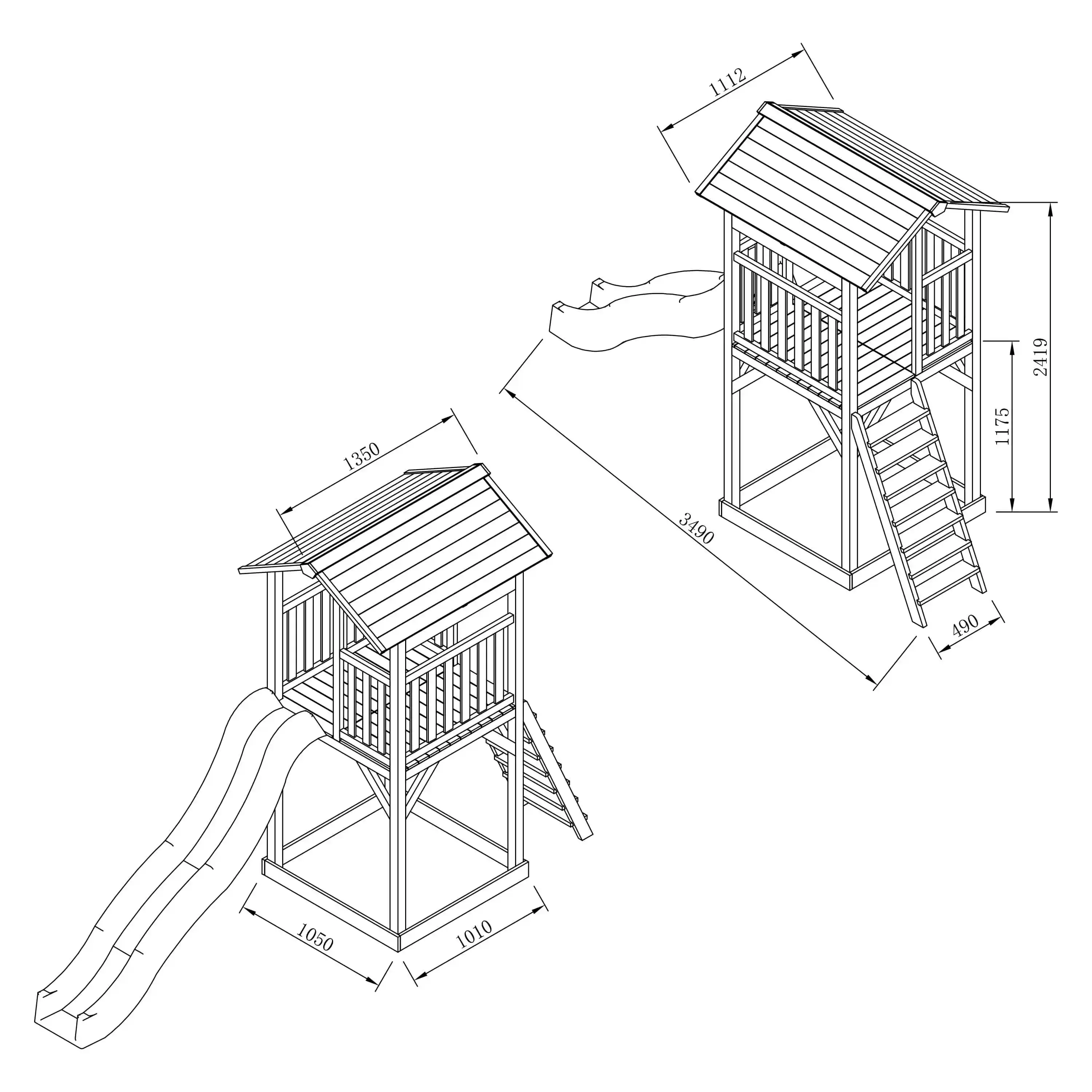 AXI Beach Tower Speeltoren Bruin - Limoen groene Glijbaan