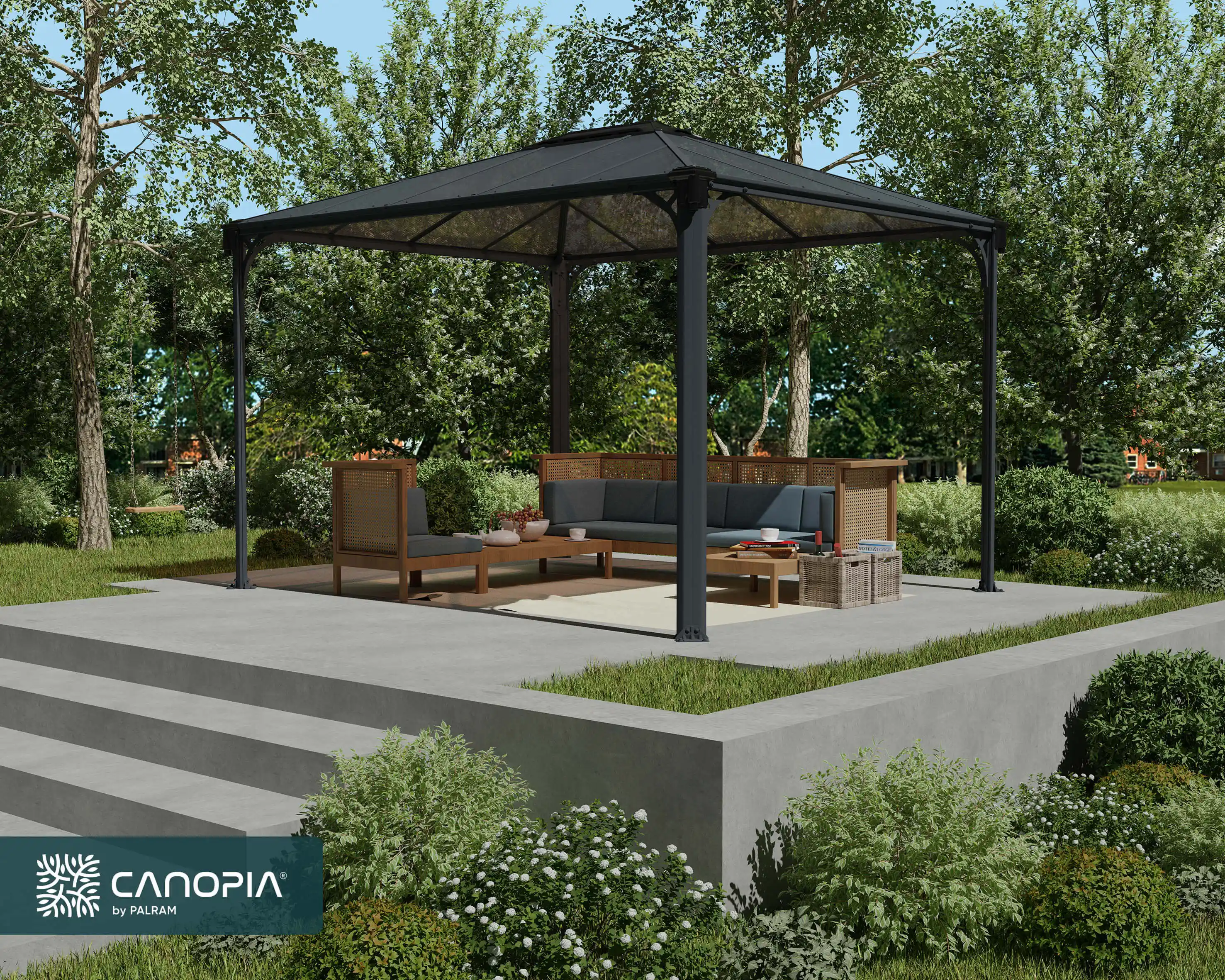 Canopia Martinique 360X295 cm tuinpaviljoen Donkergrijs Brons