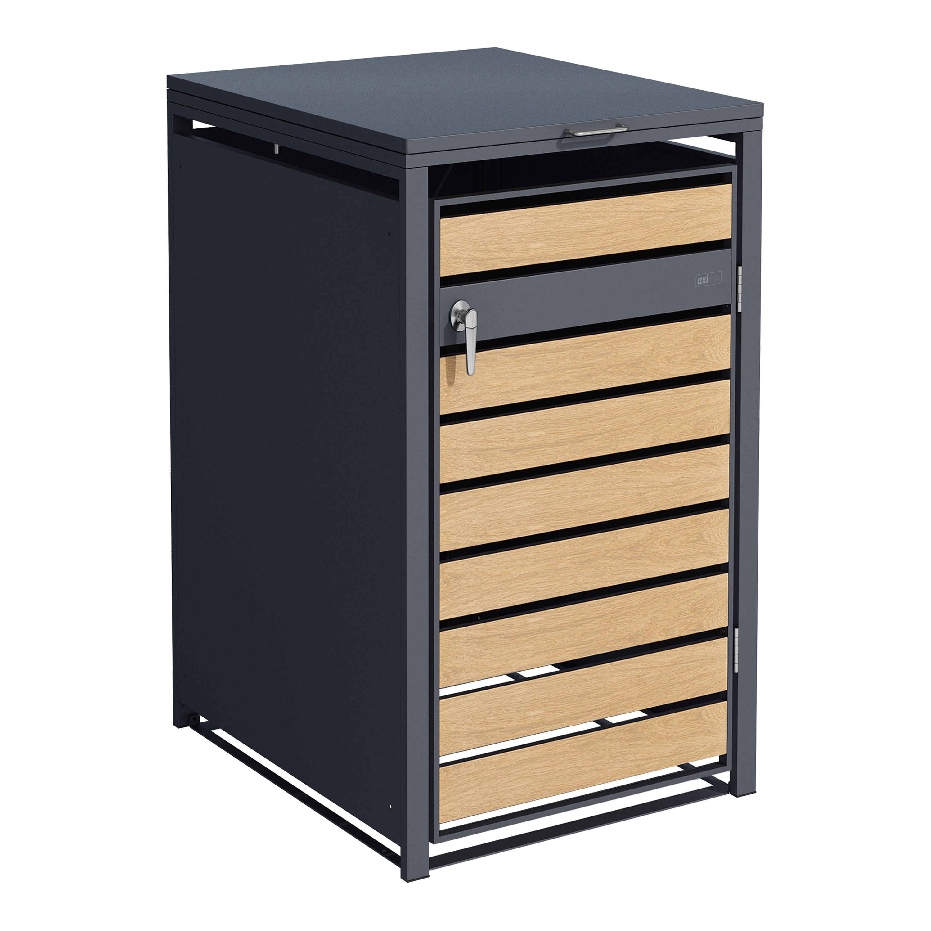 AXI Lucas Metal Garbage Bin Shed Anthracite/Wood look - 1 Garbage Bin