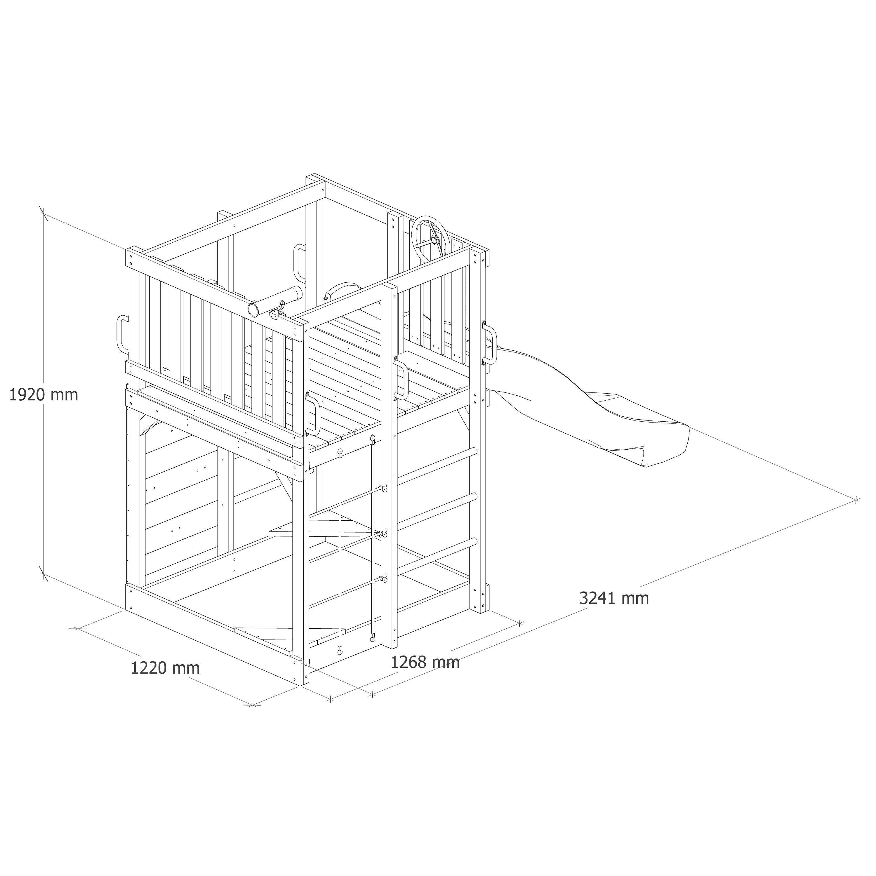 AXI Sam Climbing Frame with Climbing Wall. Climbing Net and Monkey Bars – Cream Slide