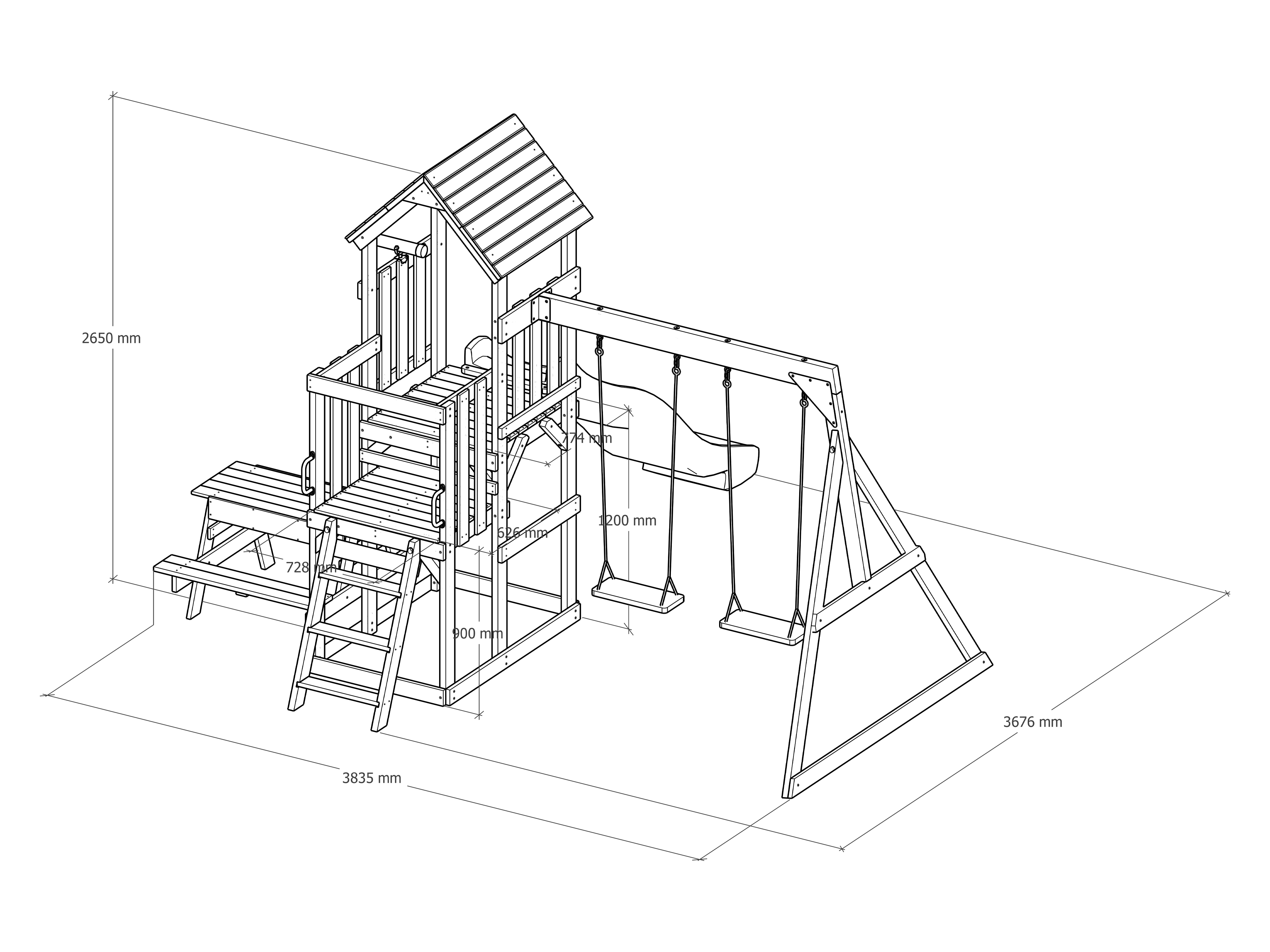 AXI Mette Playground with Double Swing Brown - White Slide 