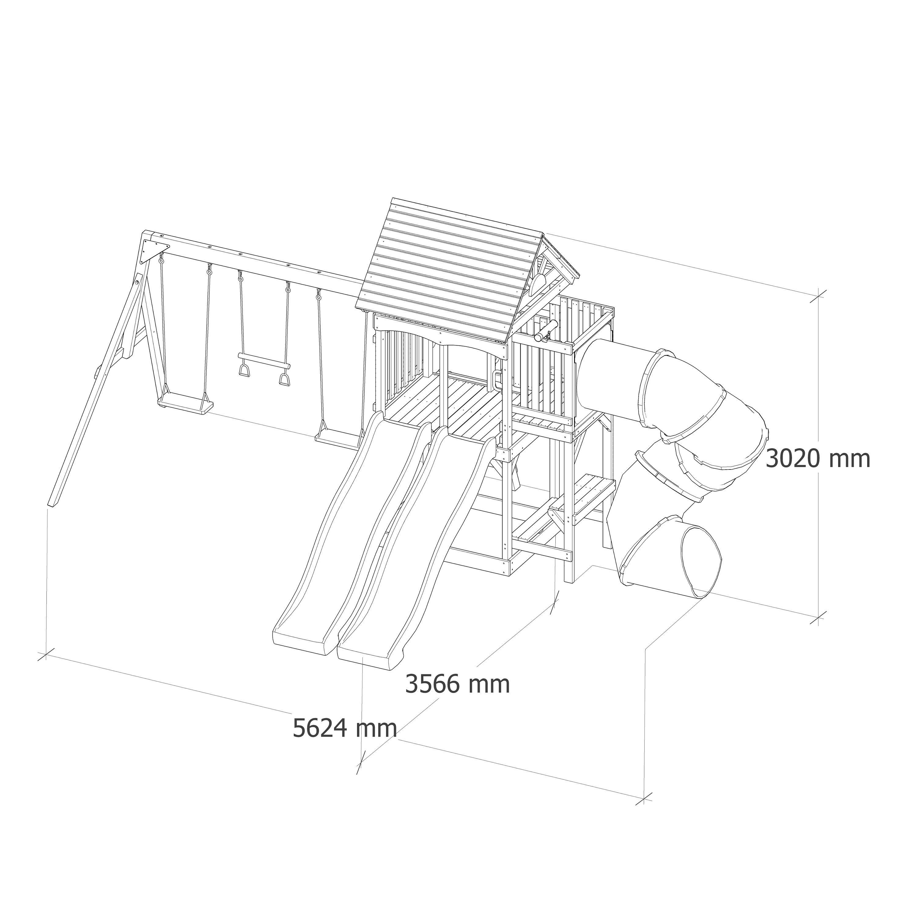 AXI Cody Climbing Frame with Swings. Trapeze and Climbing Wall – Cream Double Slide and Tube Slide