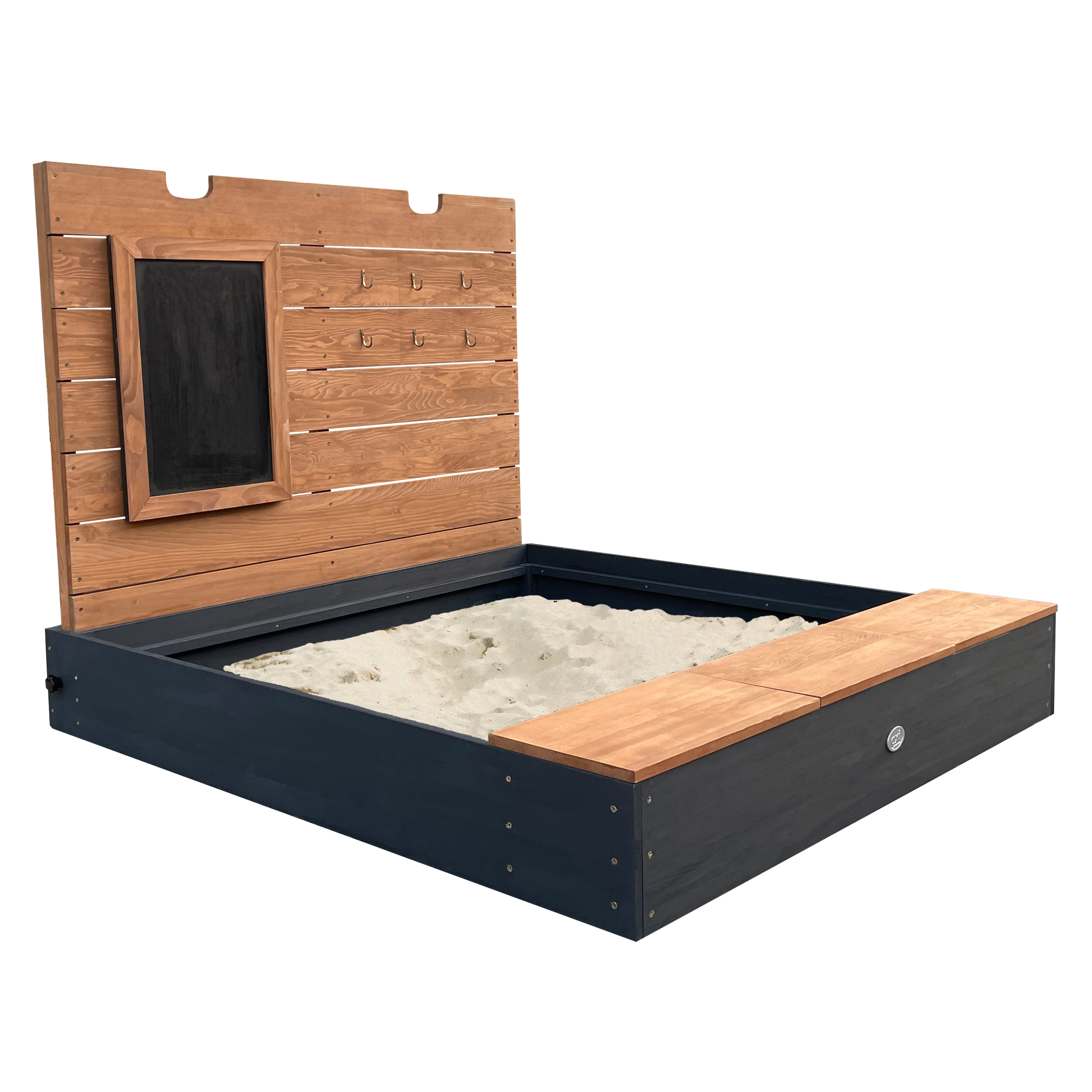 AXI Mandy XL sandbox 130 x 120 cm with storage and lid Anthracite/brown