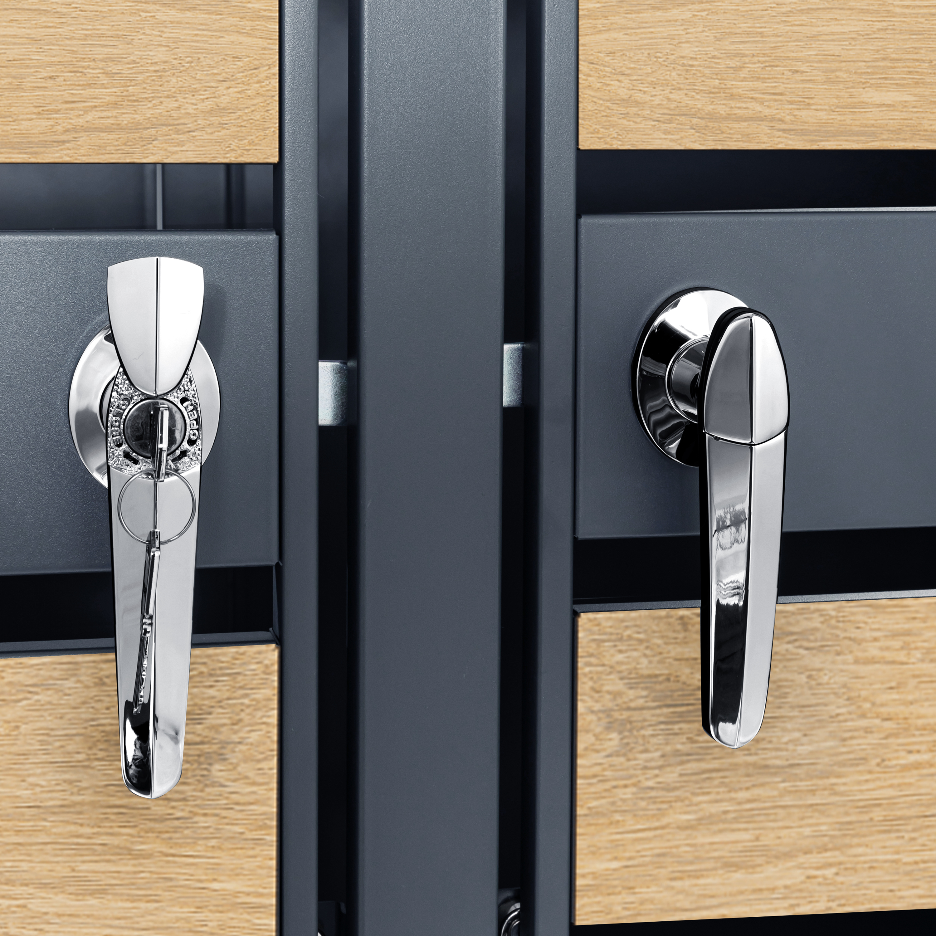 AXI Lucas Metal Garbage Bin Shed Anthracite/Wood look - 4 Garbage Bins