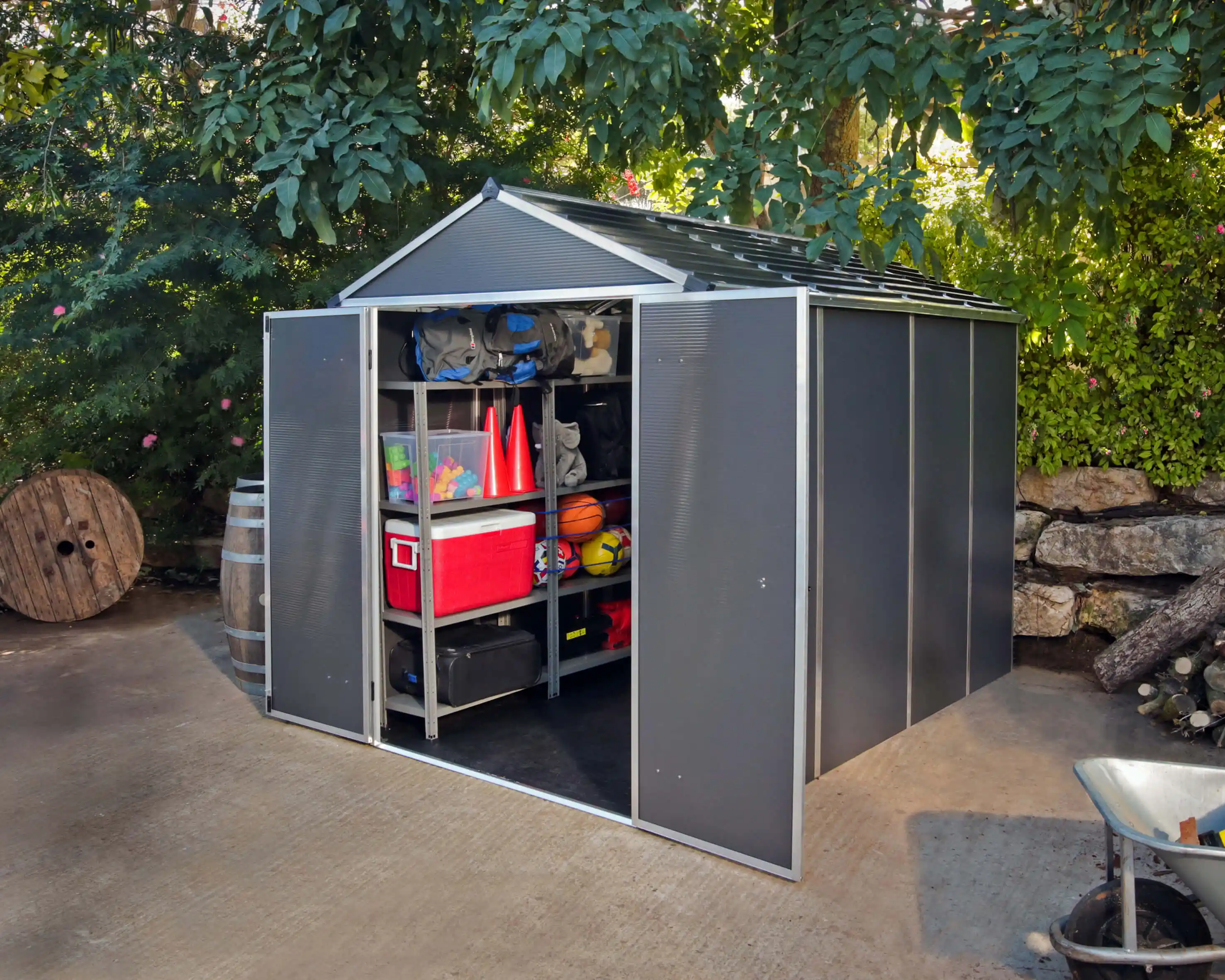 Canopia Rubicon 303X185X217 cm Ultra Duurzame openlucht Opslag Schuur voor tuin Donkergrijs-7290108603415 Canopia Rubicon 303X185X217 cm Ultra Duurzame openlucht Opslag Schuur voor tuin Donkergrijs