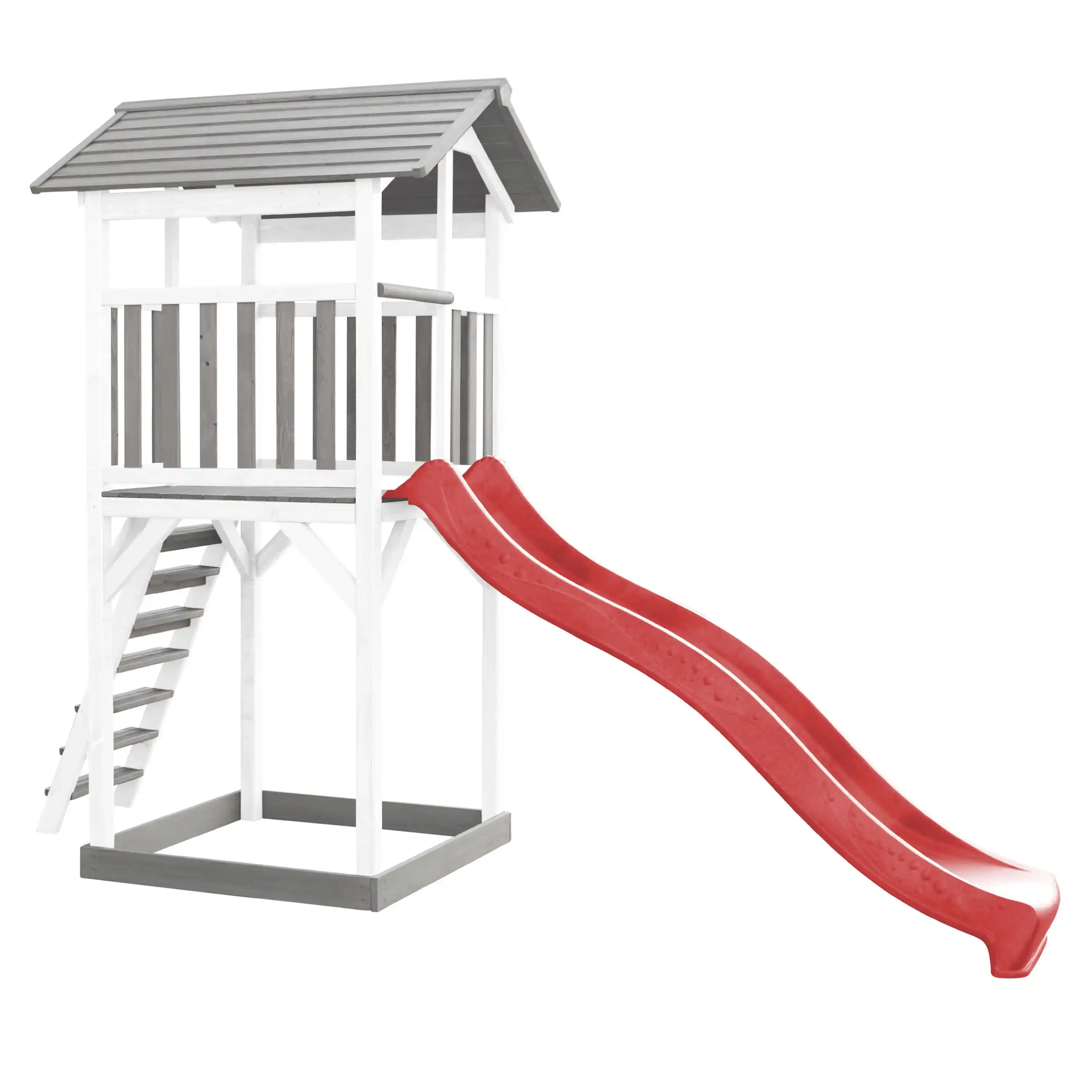 AXI Beach Tower Speeltoren Grijs/wit - Rode Glijbaan