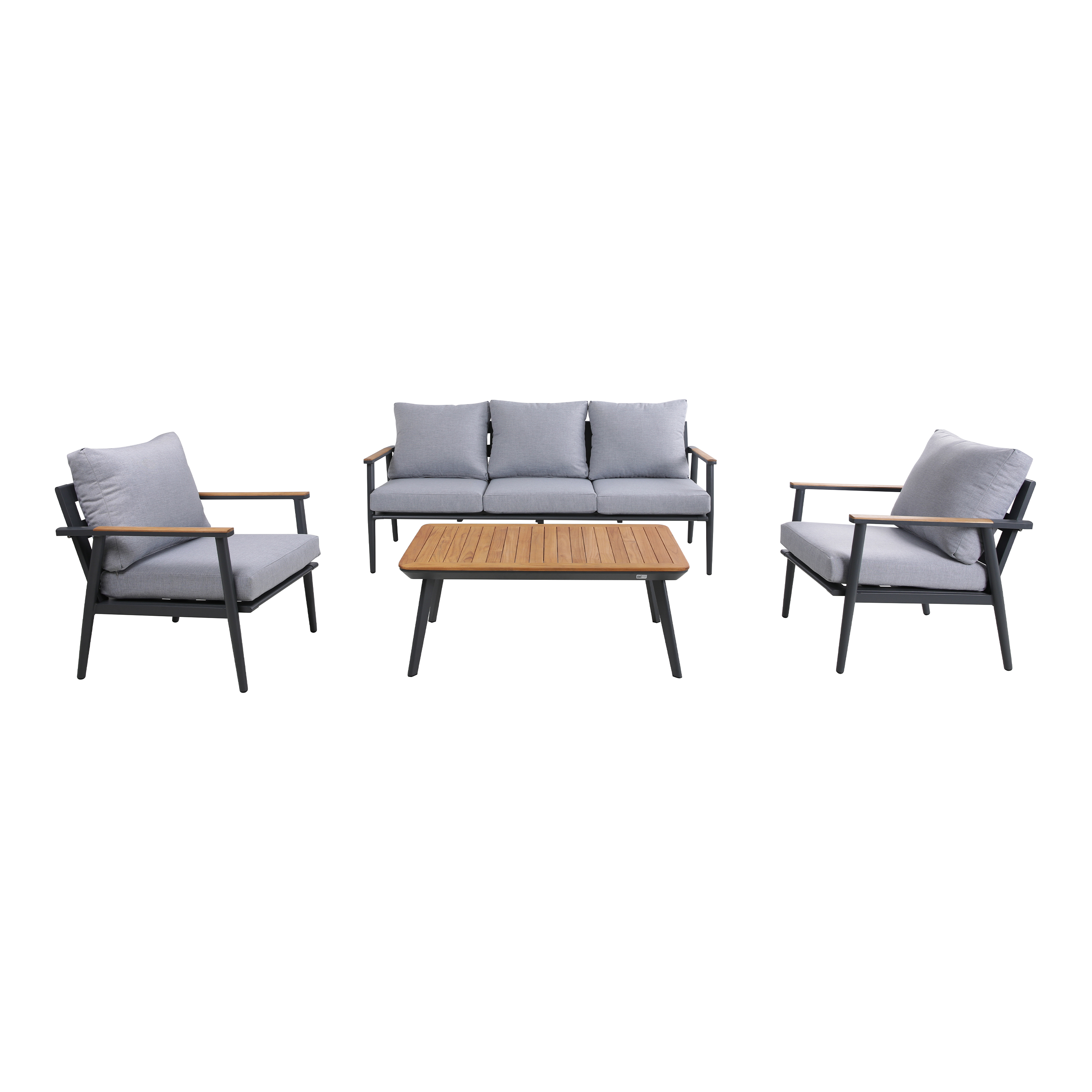 AXI Bibi Lounge Set 4-teilig. mit Bank, Tisch und zwei Stühlen – Anthrazit und Teak