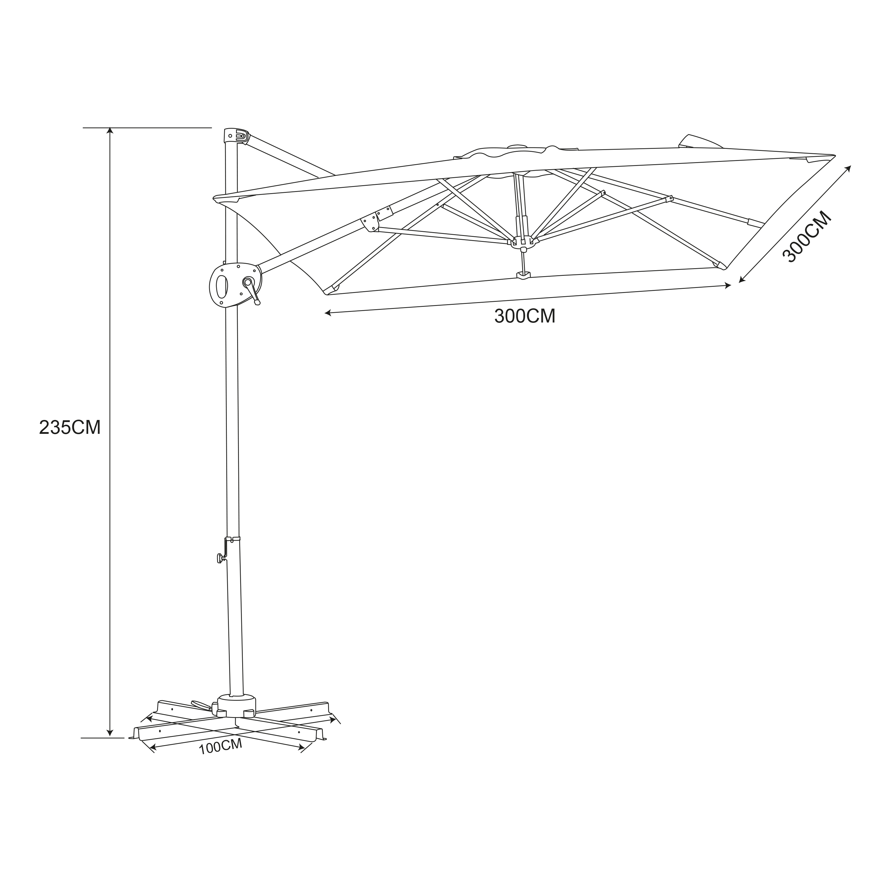 AXI Mira Cantilever Parasol 300x300cm Oak-look/Beige