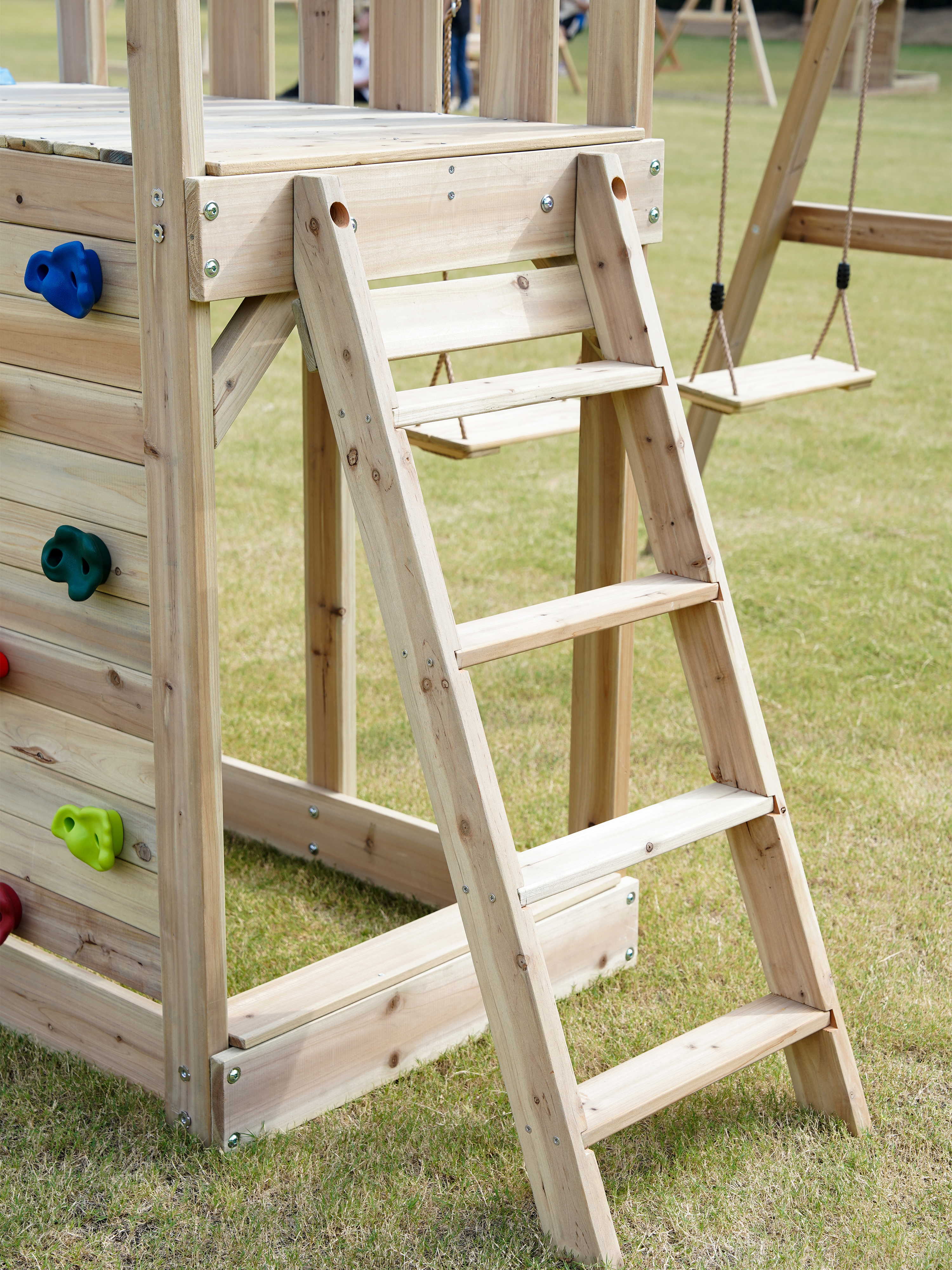 AXI Moos Speeltoestel met Dubbele Schommel en Touwladder Bruin – Limoen groene Glijbaan -8720365064494 AXI Moos Speeltoestel met Dubbele Schommel en Touwladder Bruin – Limoen groene Glijbaan