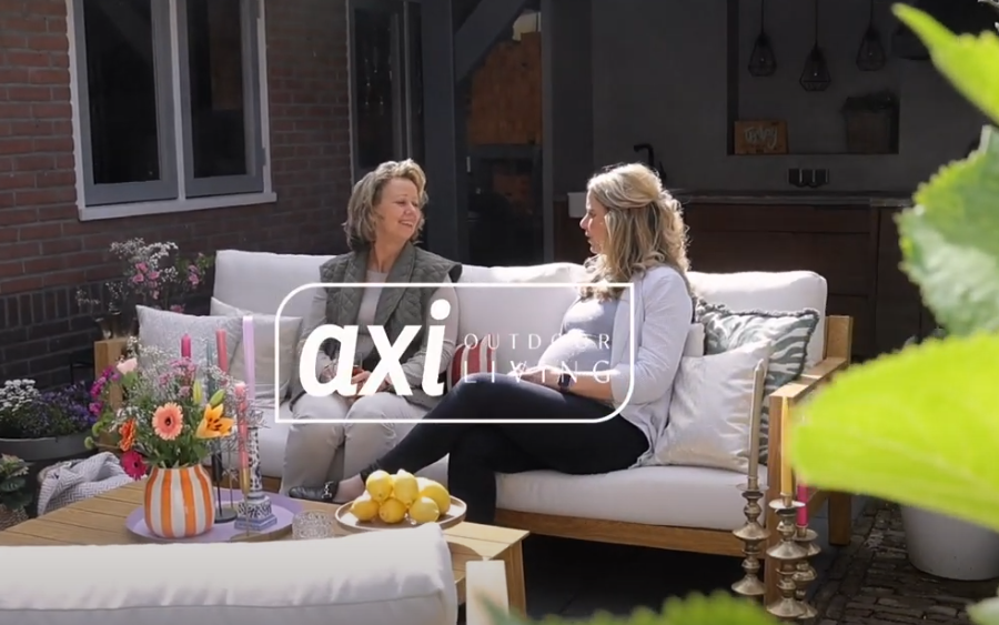 AXI Orla loungeset 4-delig met bank, tafel en 2 stoelen Houtlook/beige