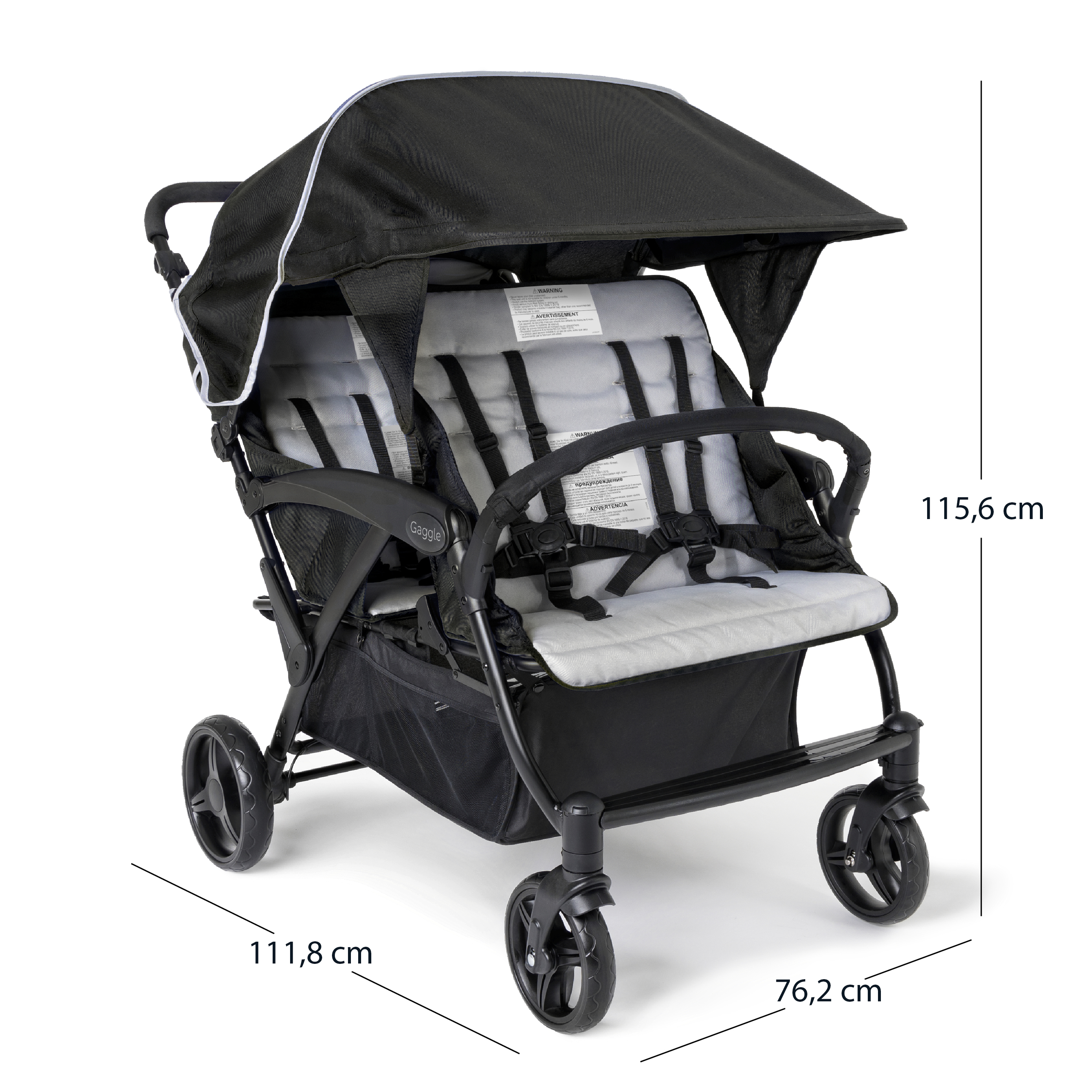 Gaggle Odyssey 4x4 quad kinderwagen / buggy voor 4 kinderen in grijs/zwart