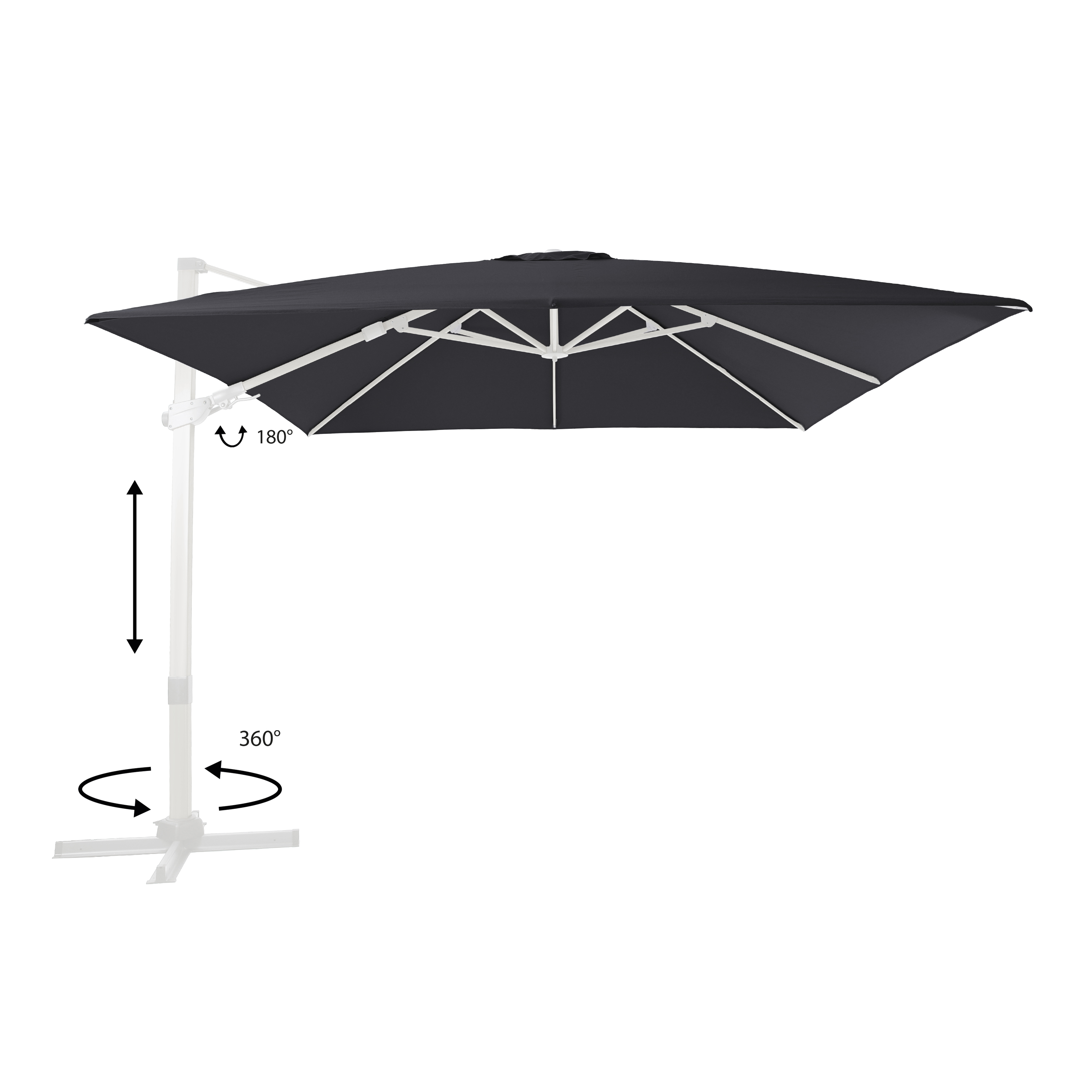 AXI Apollo Premium Zweefparasol 300x300cm Wit/grijs 