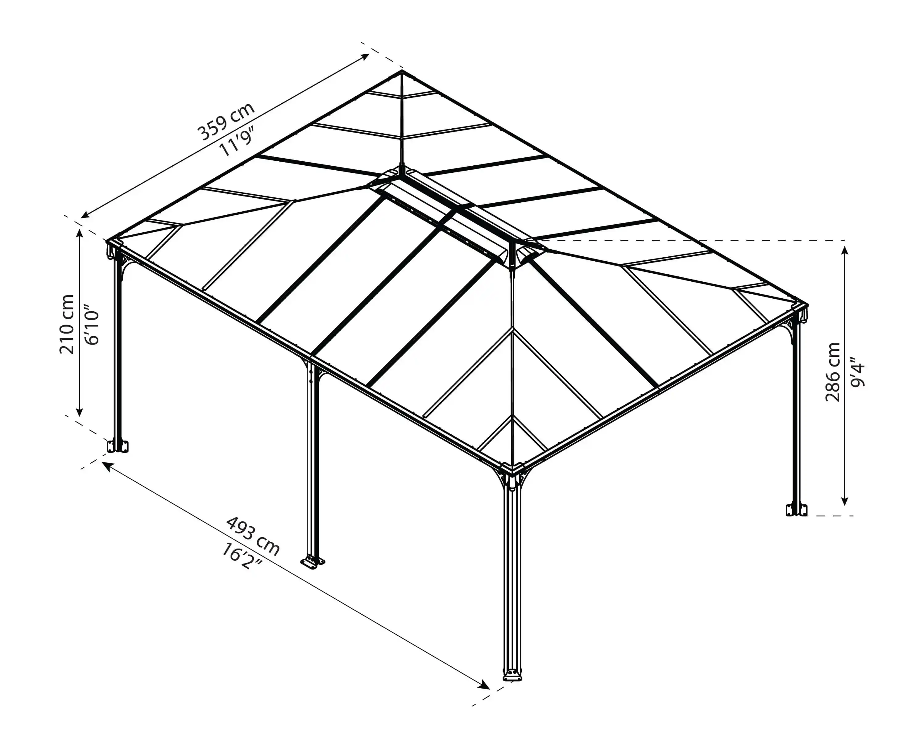 Canopia Martinique 493X295 cm tuinpaviljoen Donkergrijs Brons
