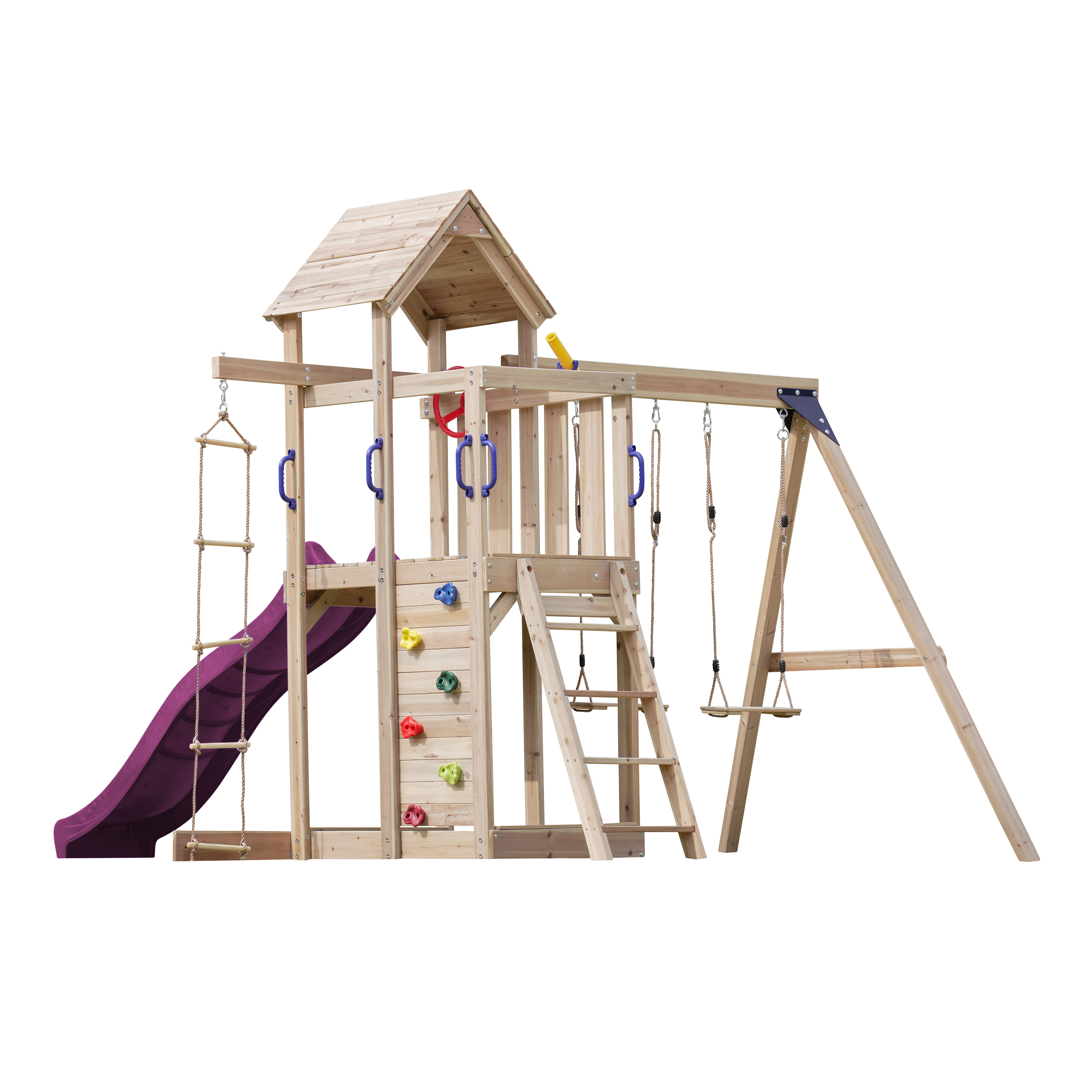 AXI Moos Climbing Frame with Double Swing Set - Purple Slide