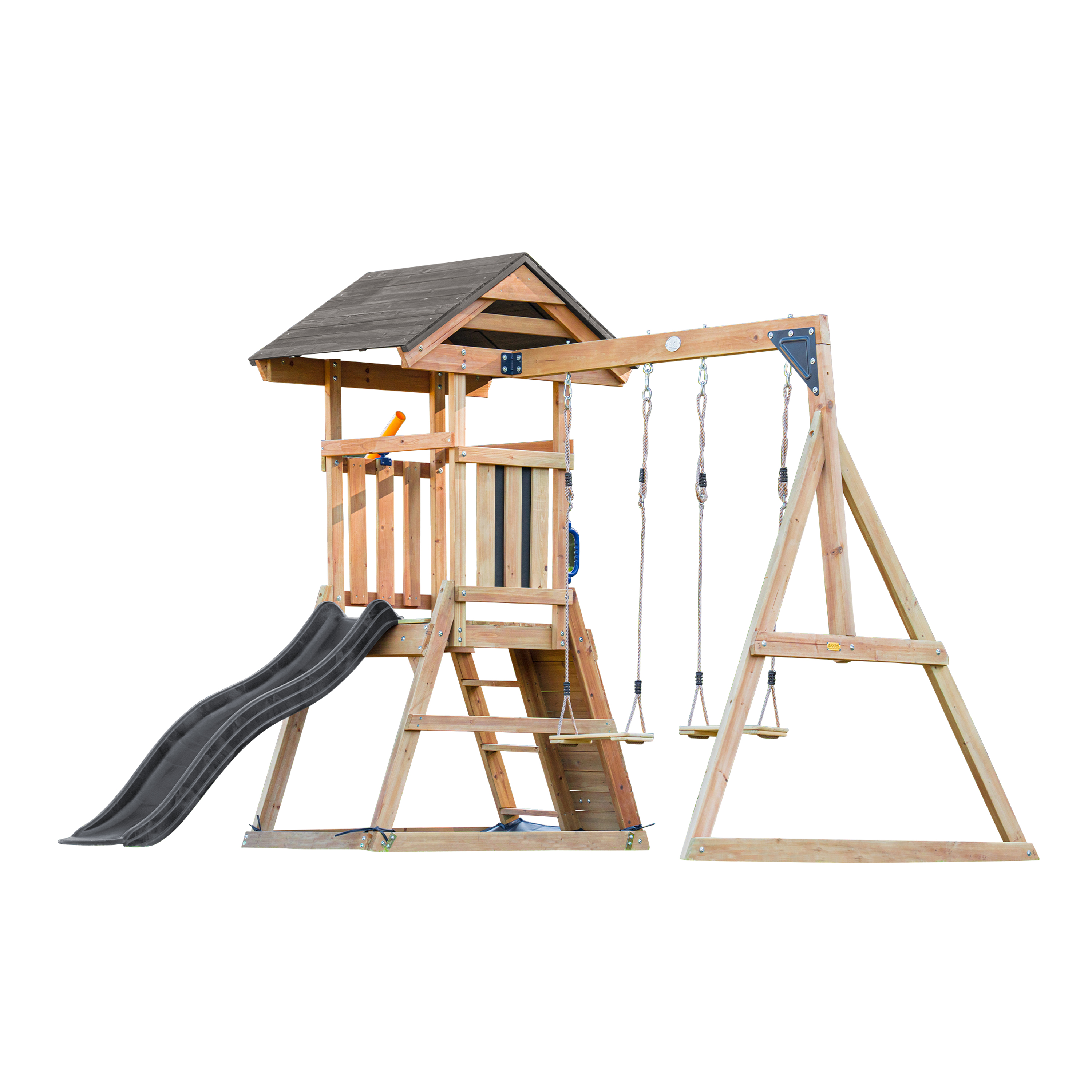 AXI Mia Climbing Frame with Double Swing Set – Grey Slide-8720365065811 AXI Mia Climbing Frame with Double Swing Set – Grey Slide