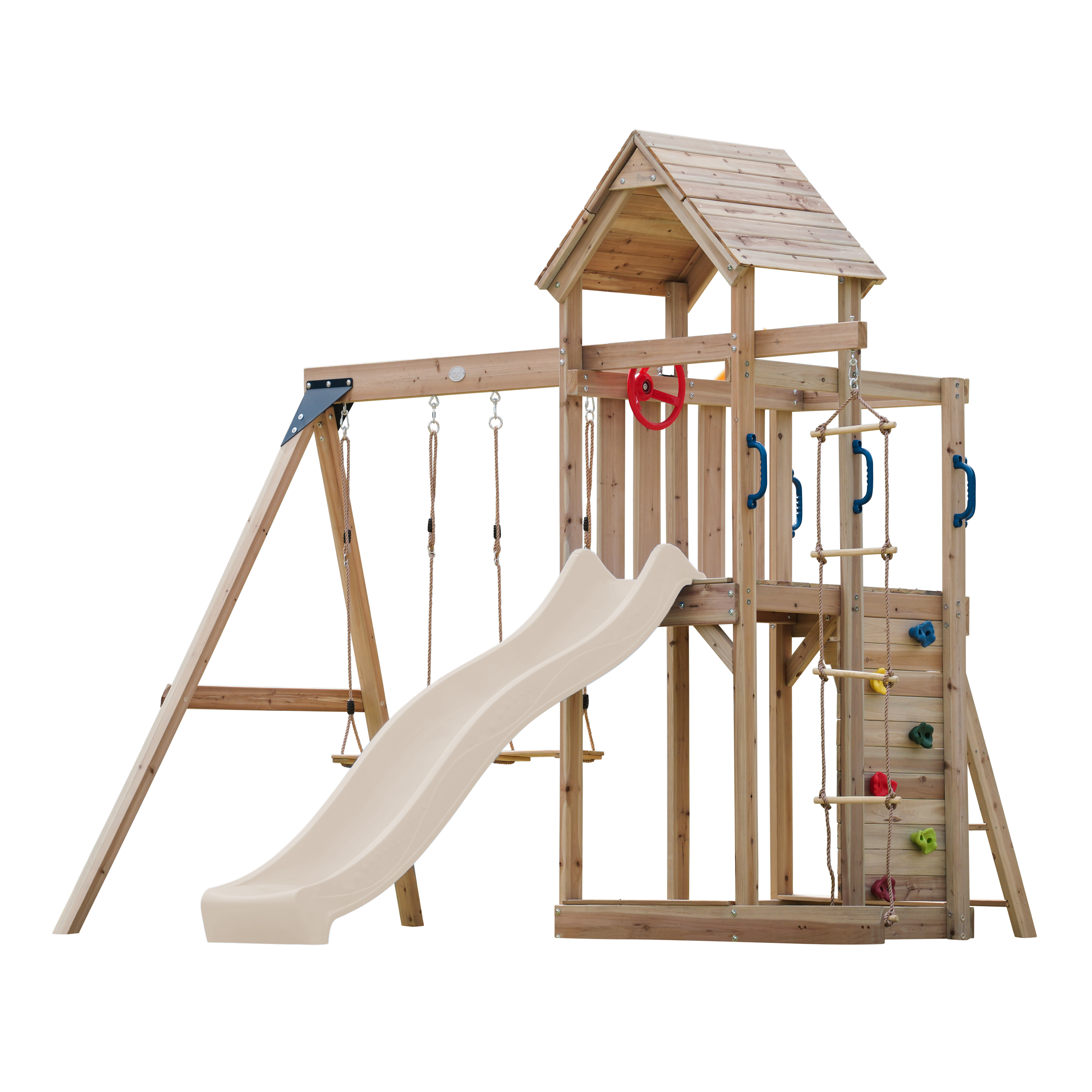 AXI Moos Climbing Frame with Double Swing Set - Cream Slide