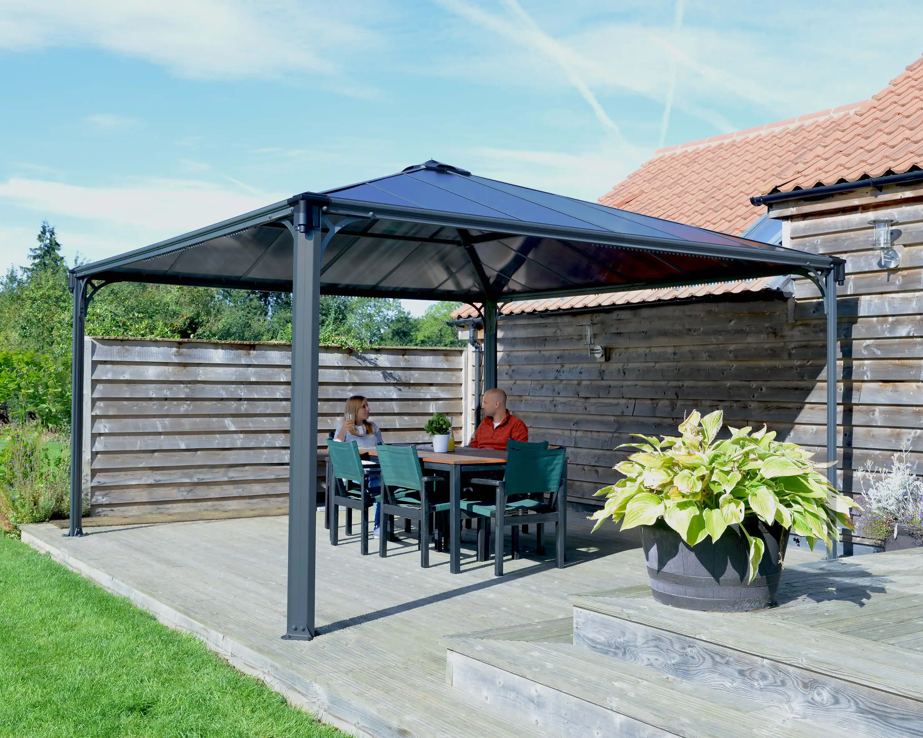 Canopia Palermo 430X430 cm tuinpaviljoen Donkergrijs Brons