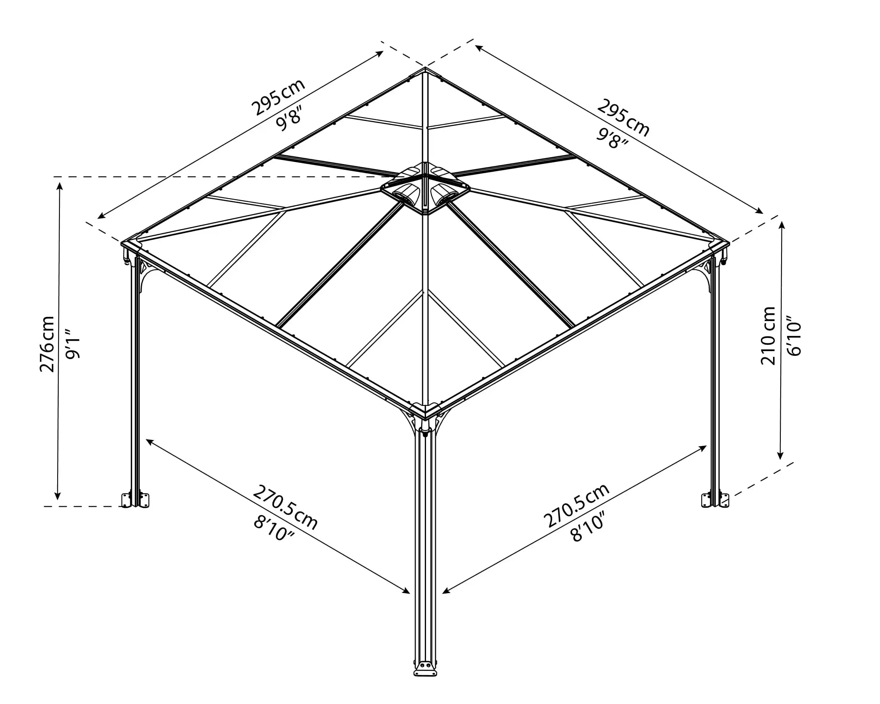 Canopia Palermo 300X300 cm tuinpaviljoen Donkergrijs Brons