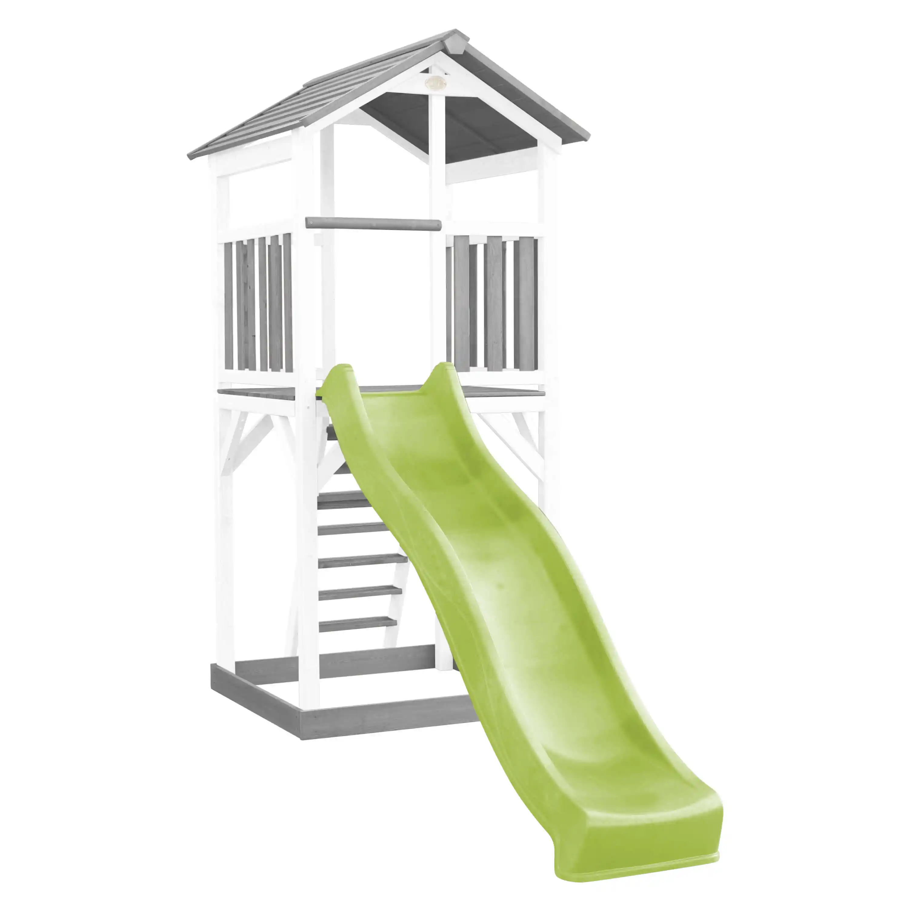 AXI Beach Tower Speeltoren Grijs/wit - Limoen groene glijbaan