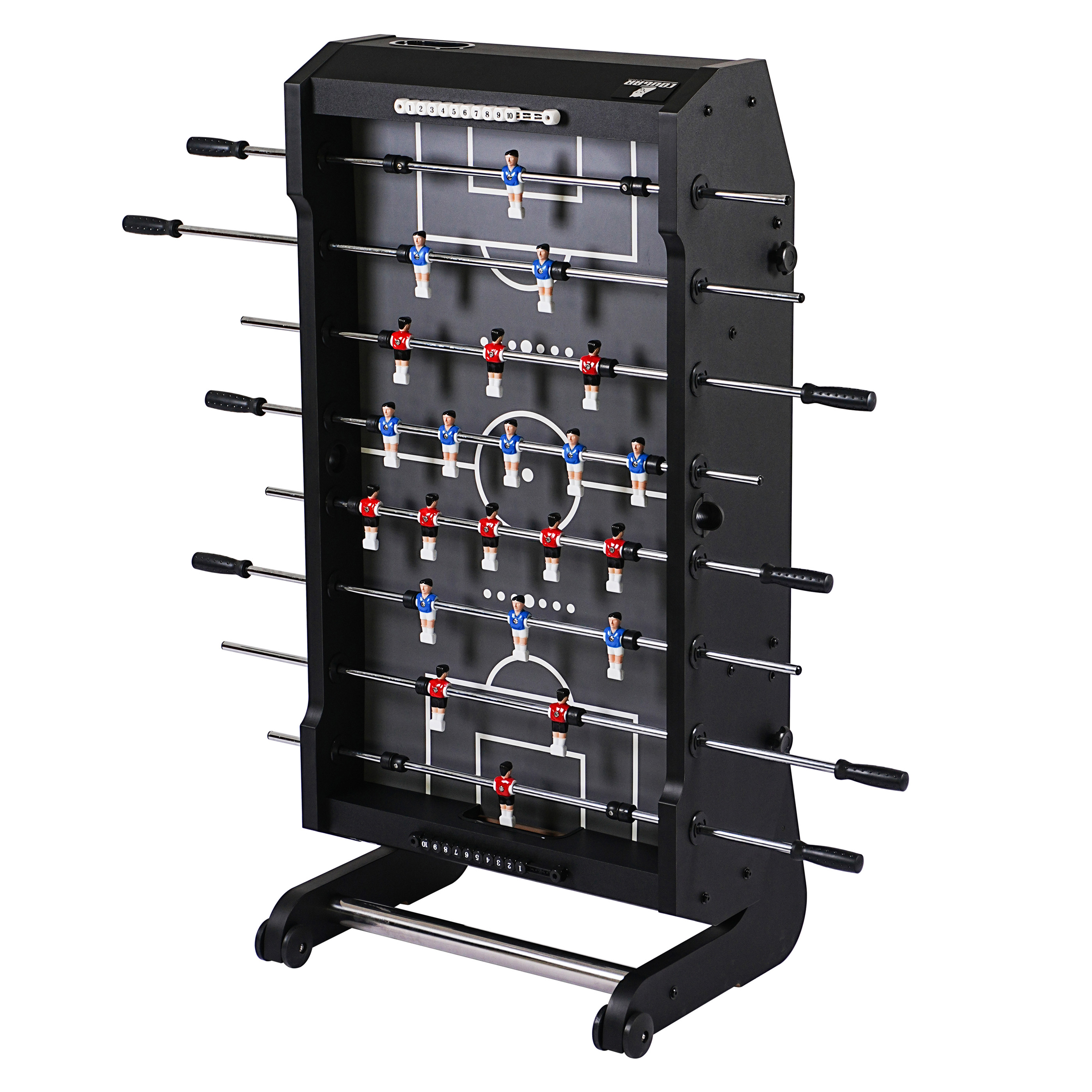 Cougar Powerkick Pro Folding Football Table Black – Grey Playing Field