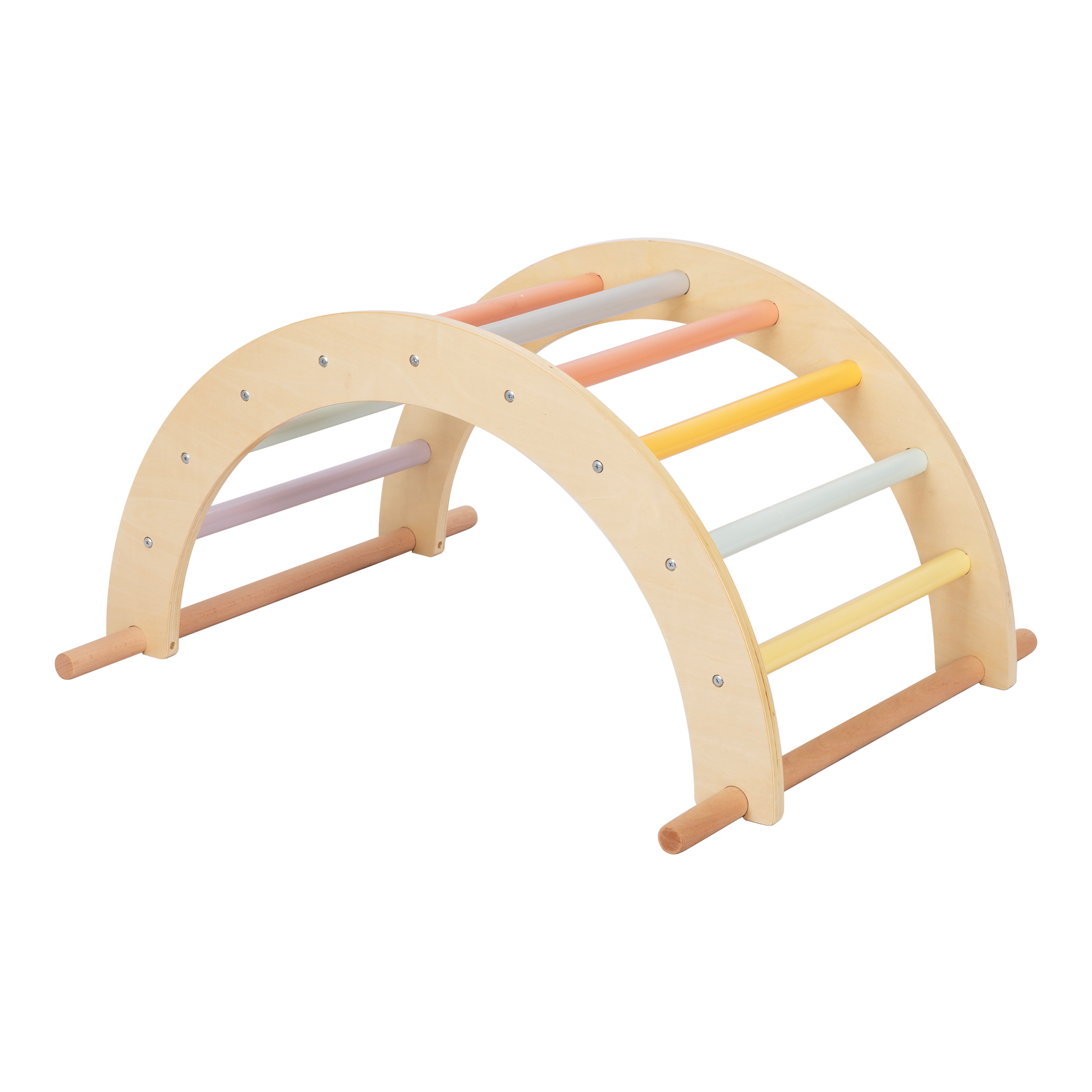 Sunny Charlie 3-in-1 Houten Klimdriehoek met Klimwand en Rocker - Pastel