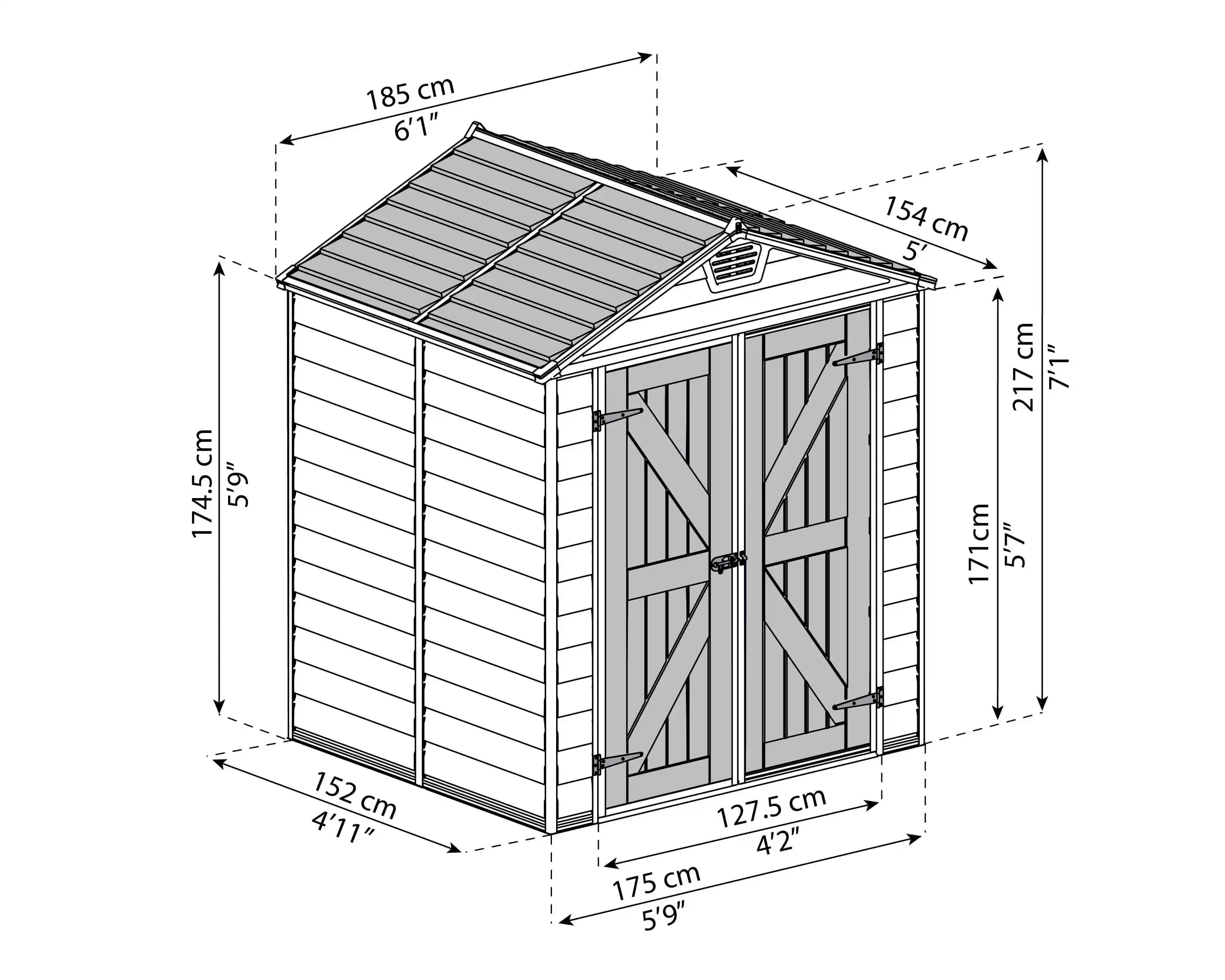 Canopia Skylight 154X185X217 cm Openlucht schuur voor tuin Donkergrijs Deco