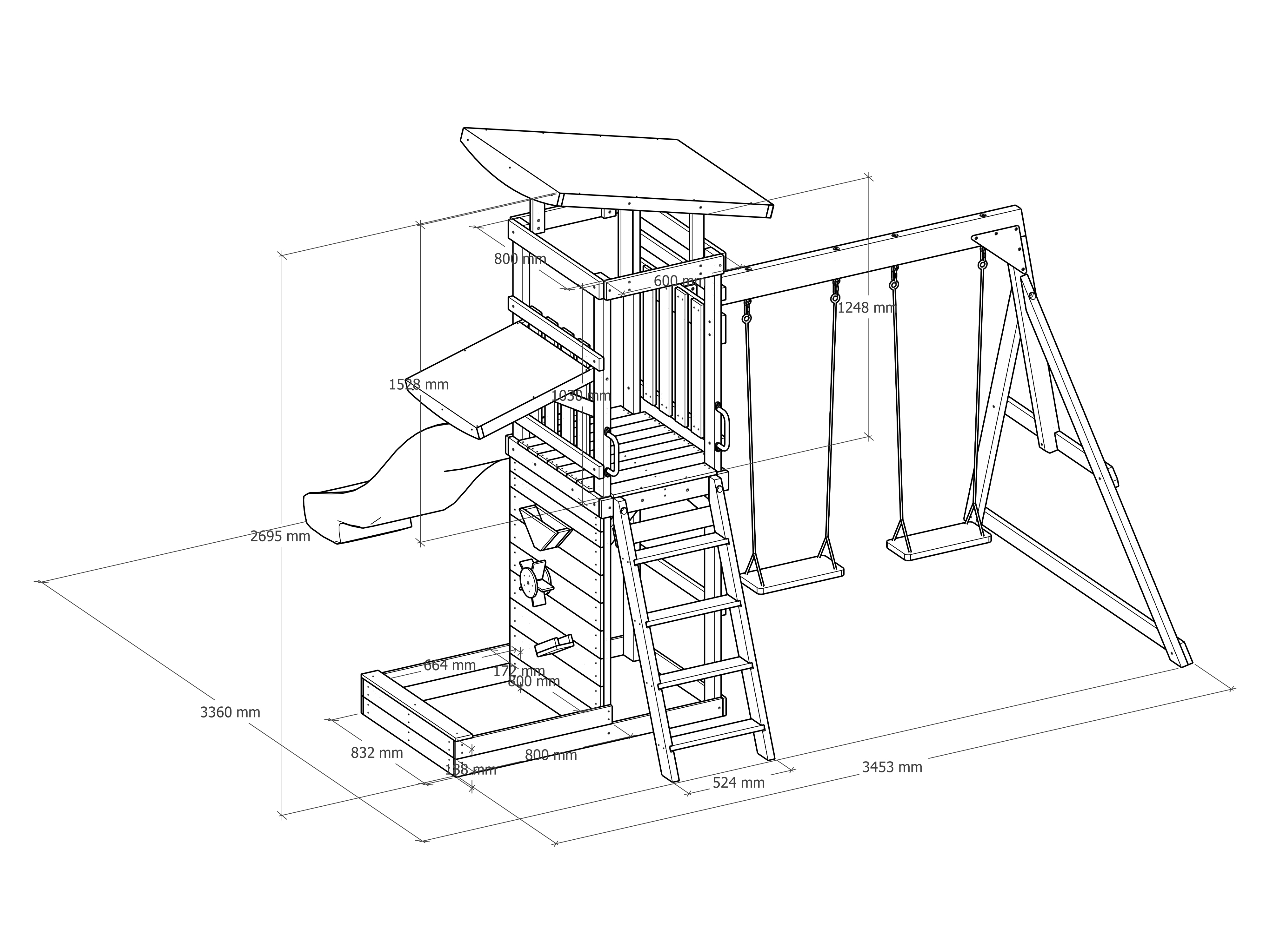 AXI Malik Climbing Frame with Double Swing Set - Cream Slide