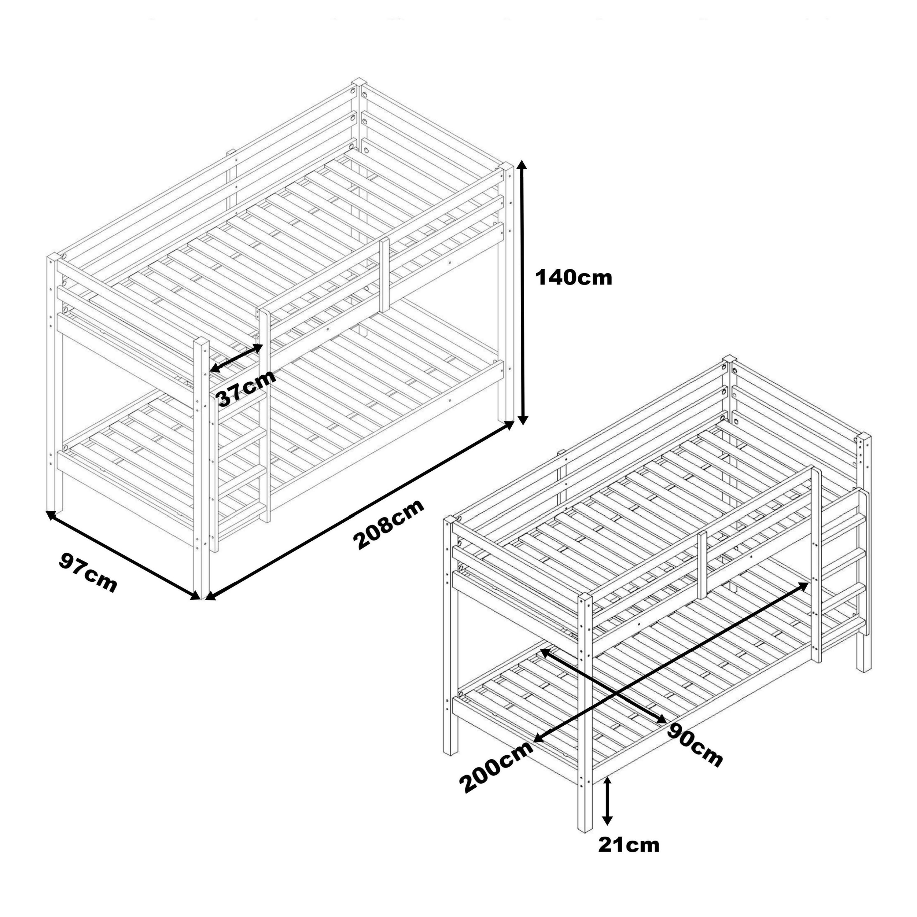 Sunny Jip Bunk Bed Natural – Without Mattresses