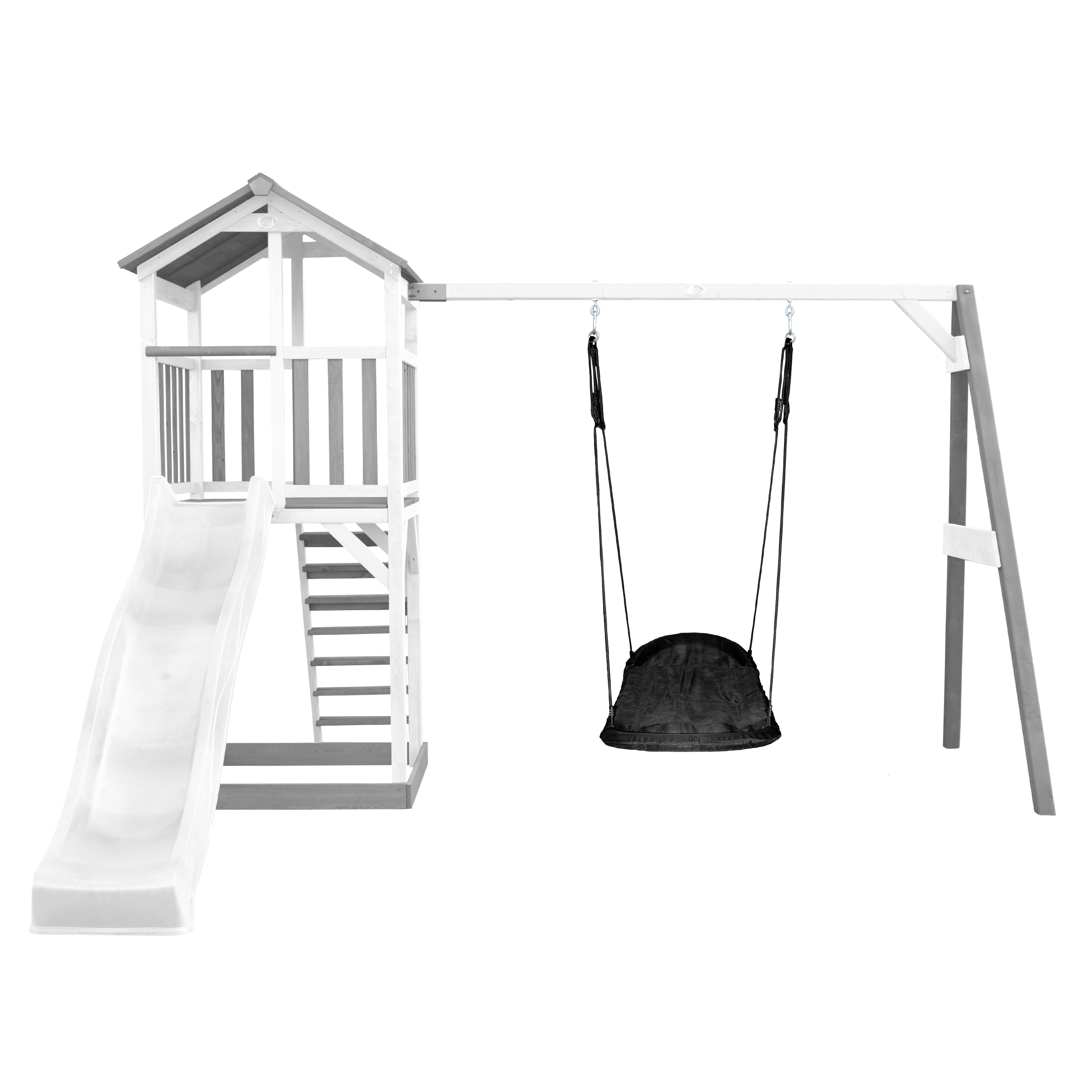 AXI Beach Tower with Roxy Nest Swing Set Grey/White - White Slide