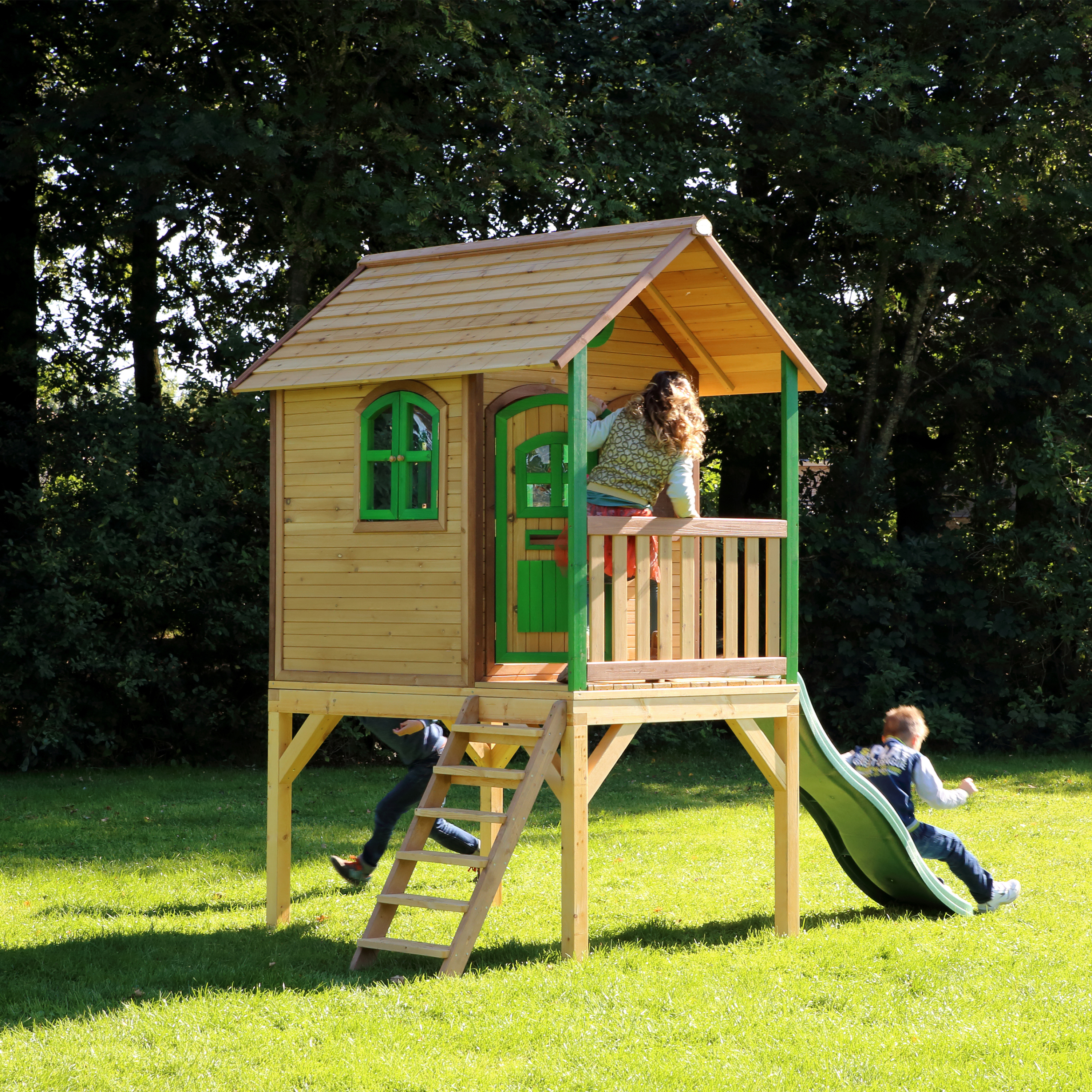 AXI Laura Playhouse Brown/Green - Green Slide